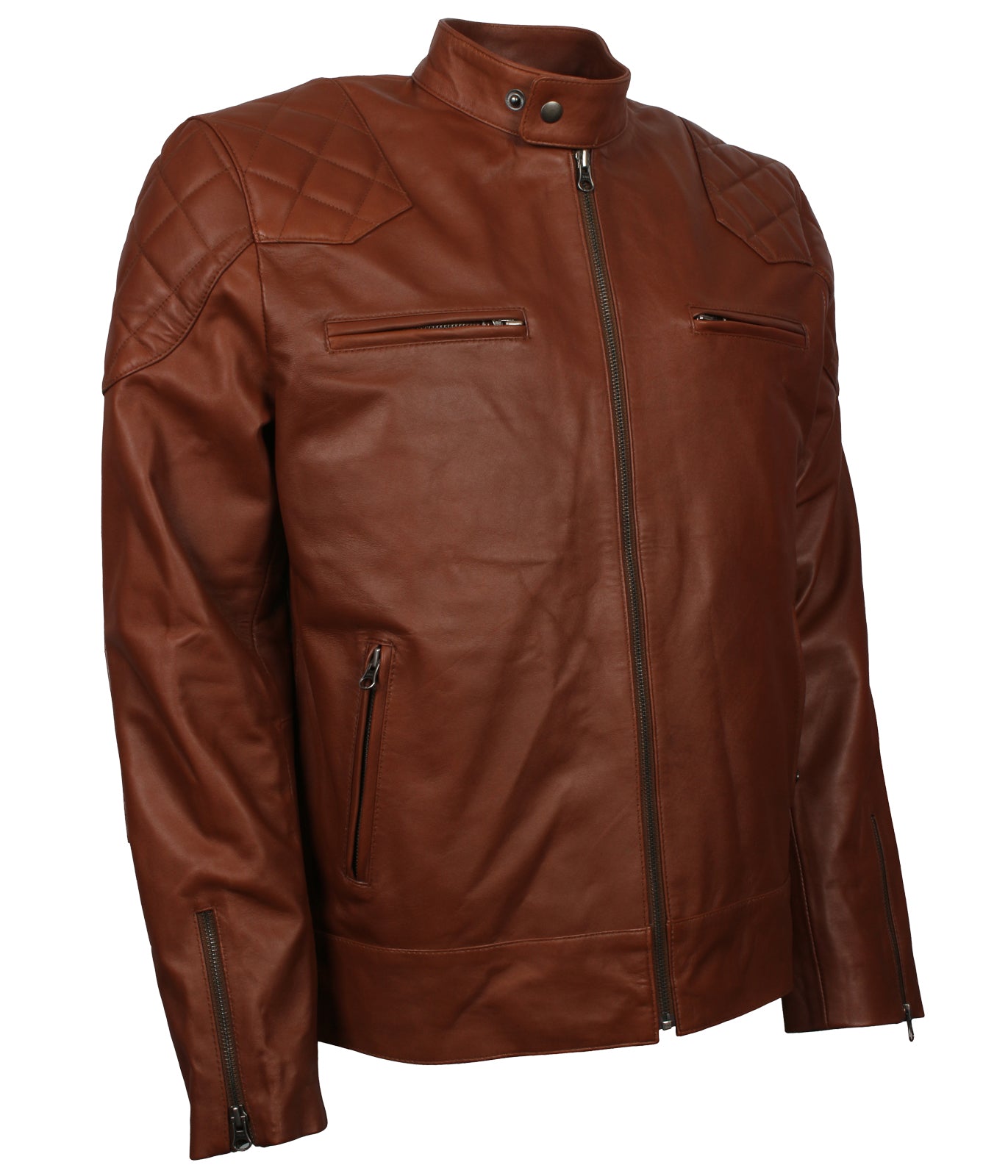 Fashion Mens Brown Biker Leather Jacket
