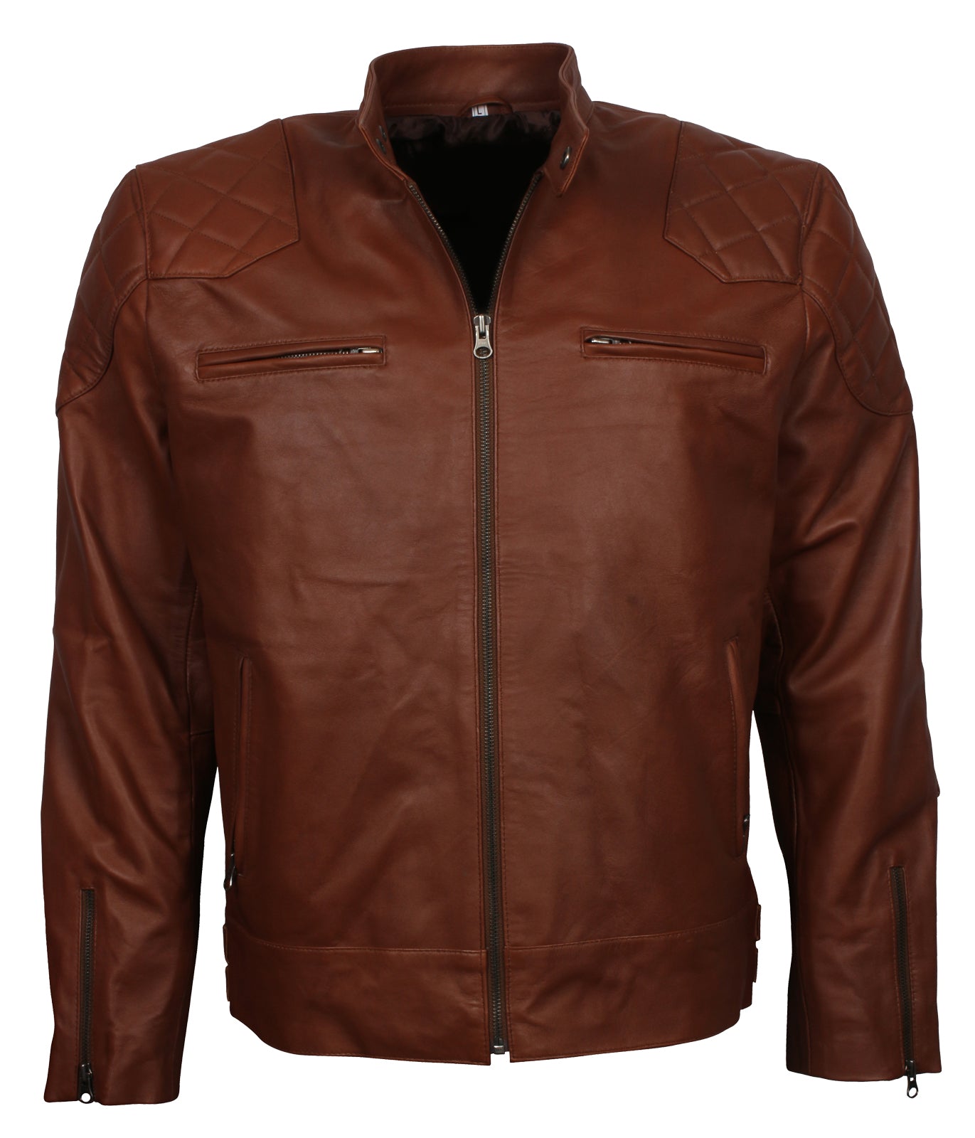 Fashion Mens Brown Biker Leather Jacket