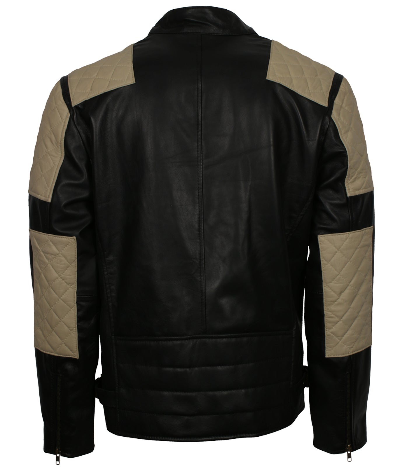 Fashoin Men's Quilted Black Leather Jacket - Herren Schwarz Motorrad Lederjacke
