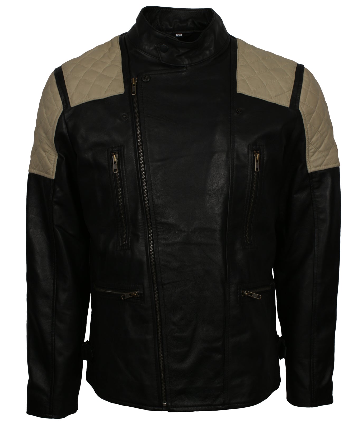 Fashoin Men's Quilted Black Leather Jacket - Herren Schwarz Motorrad Lederjacke