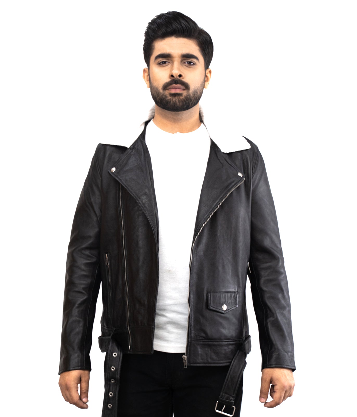 Fur Collar Auckland Leather Jacket - Herren Brando Bikerjacke