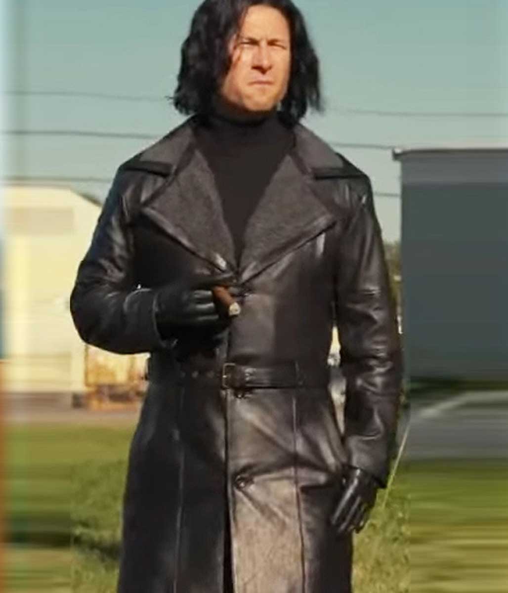 Hit Man Glen Powell Leather Coat