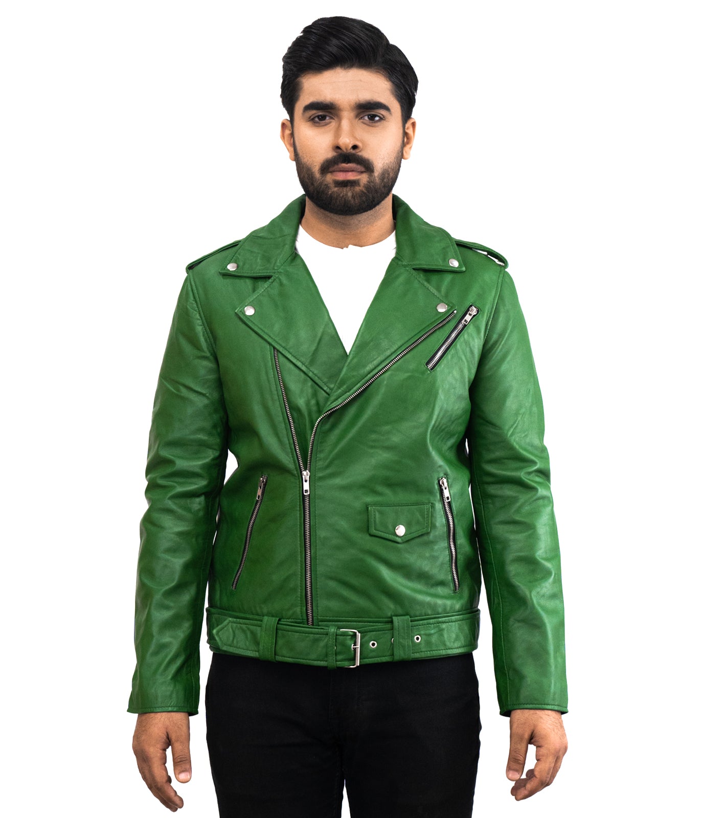 Green Brando Victoria Leather Jacket