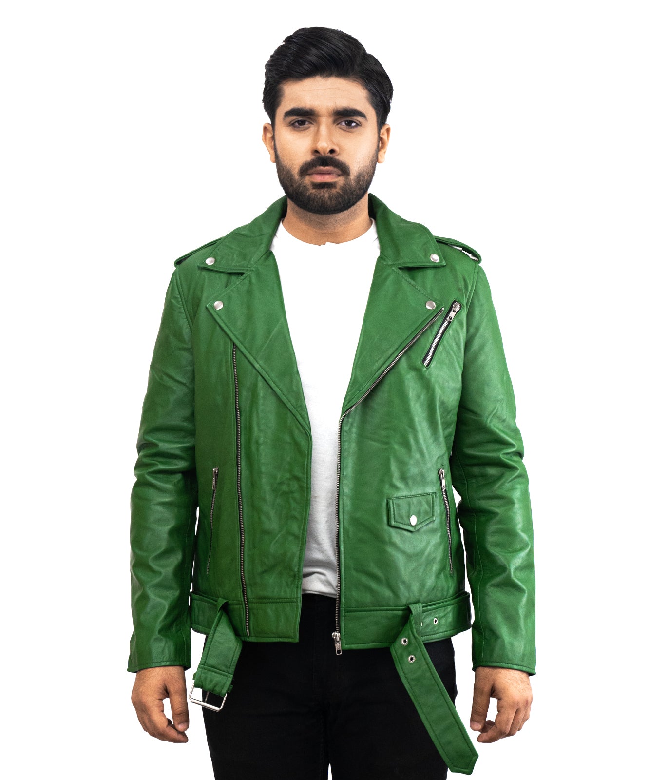 Green Brando Victoria Leather Jacket