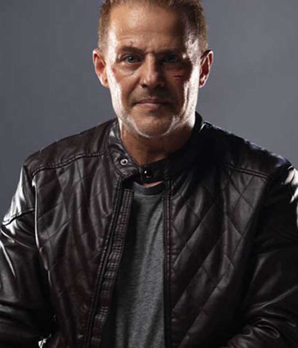 Black Quilted Hellhound Louis Mandylor Leather Jacket