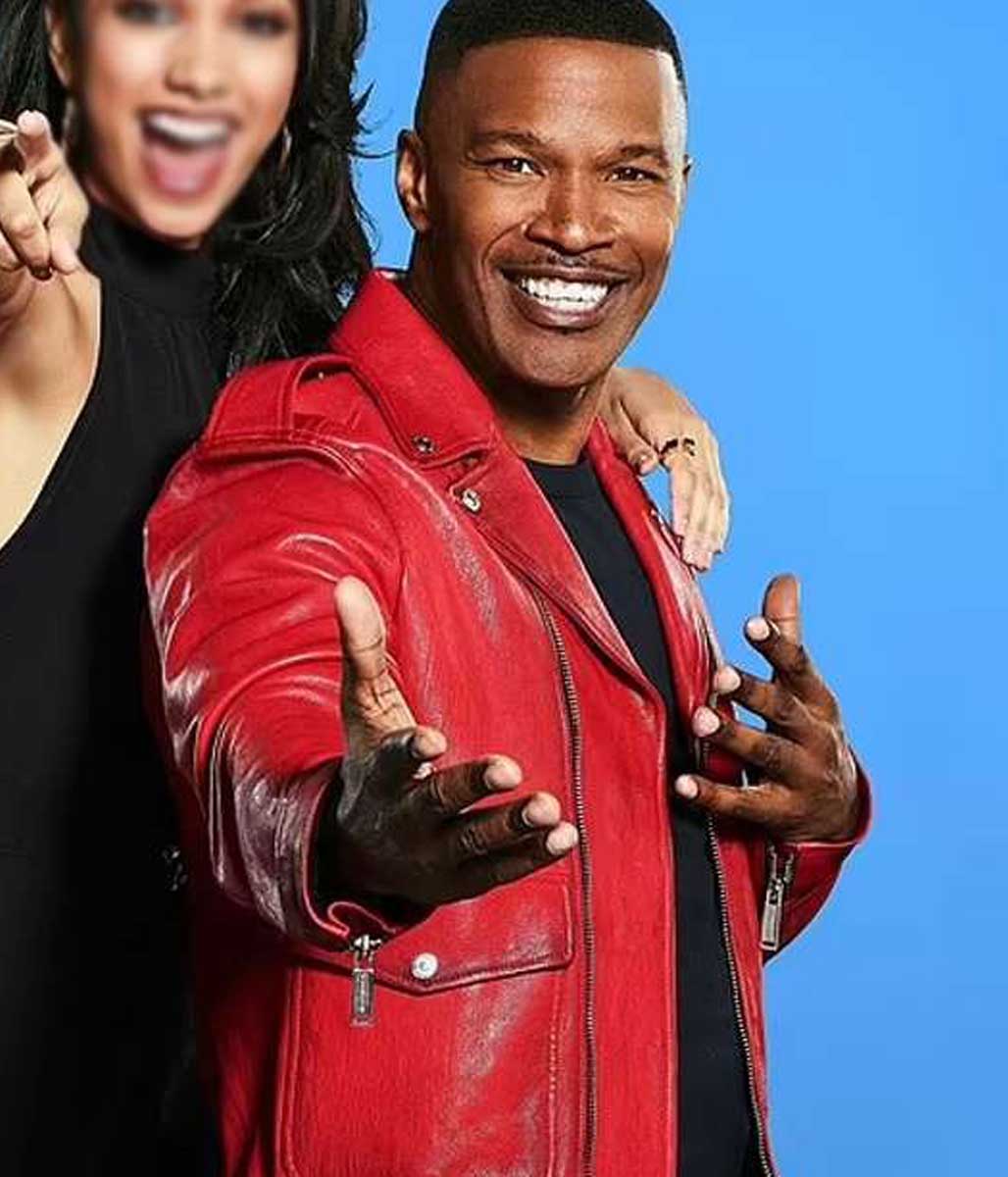 Red Jamie Foxx Motorcycle Leather Jacket