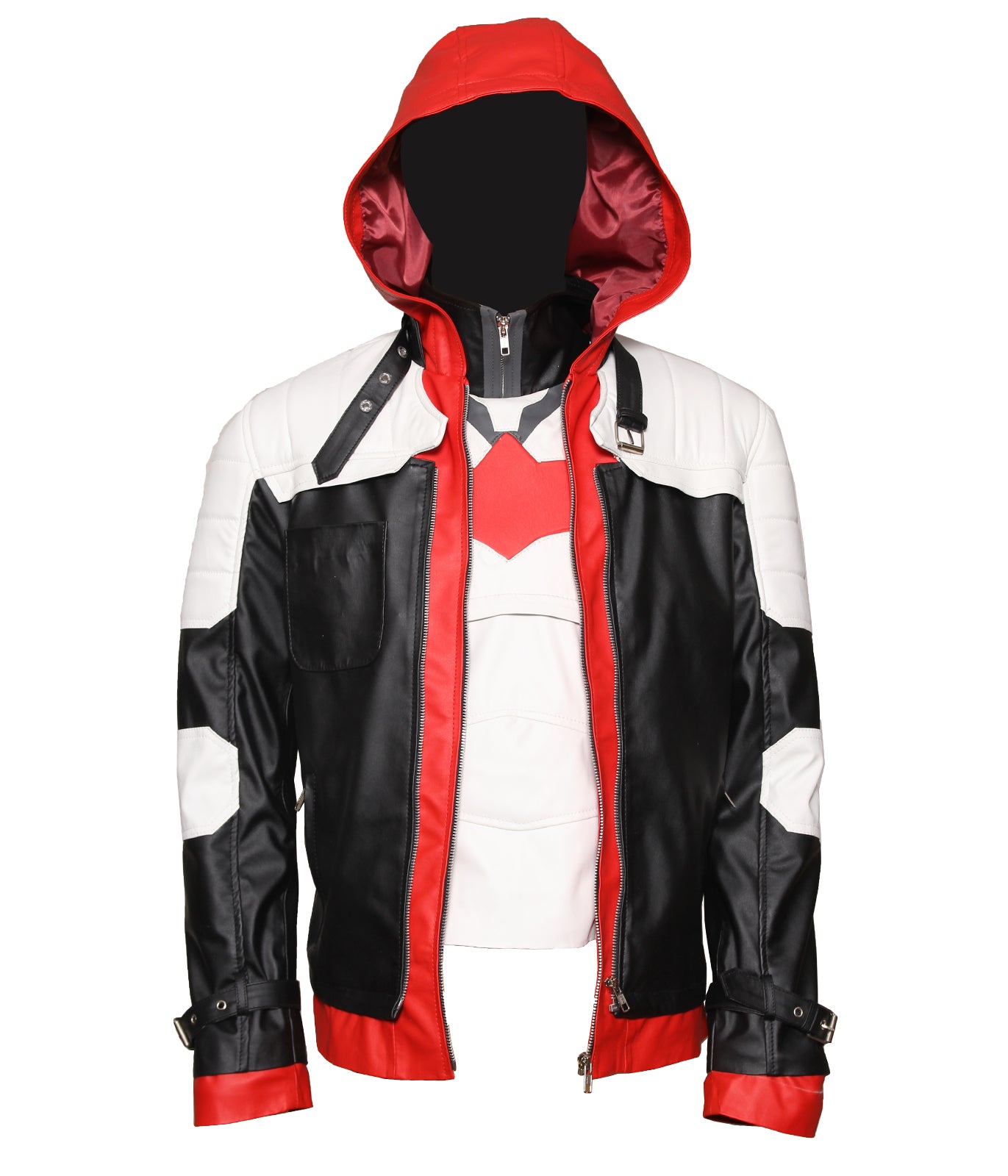 Men's Arkham Bat Knight Man Red hood Faux Costume - Halloween Cosplay Jacket