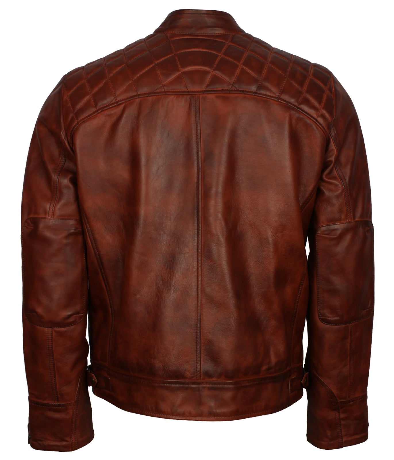 Men's Biker Brown Vintage Leather Jacket - Herren Braun Biker Moto Rennjacke