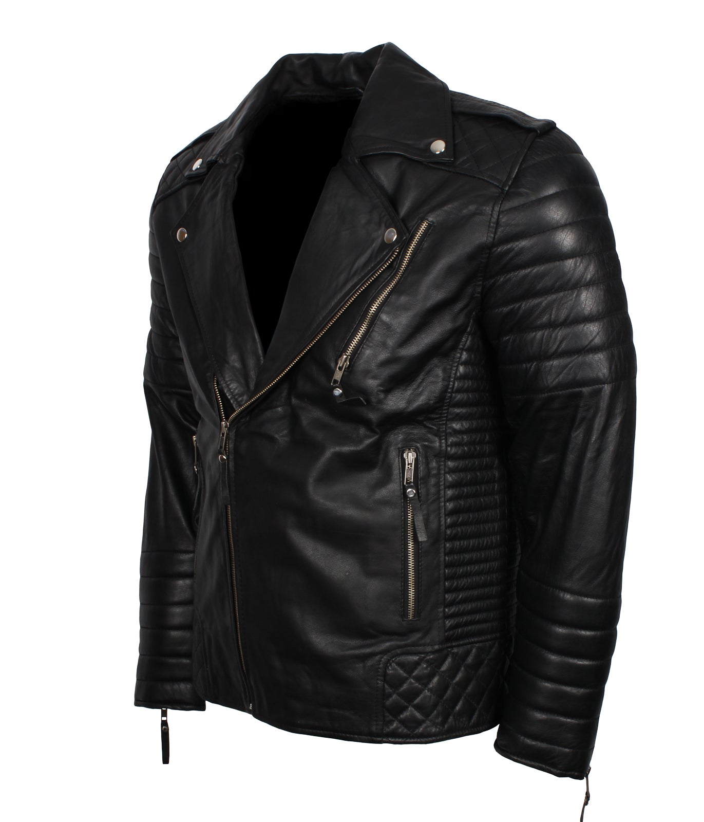 Men's Black Vintage Biker Leather Jacket - Kylian Mbappe Inspired Jacket