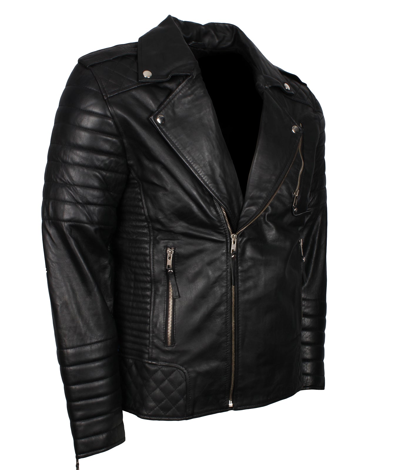 Men's Black Vintage Biker Leather Jacket - Kylian Mbappe Inspired Jacket