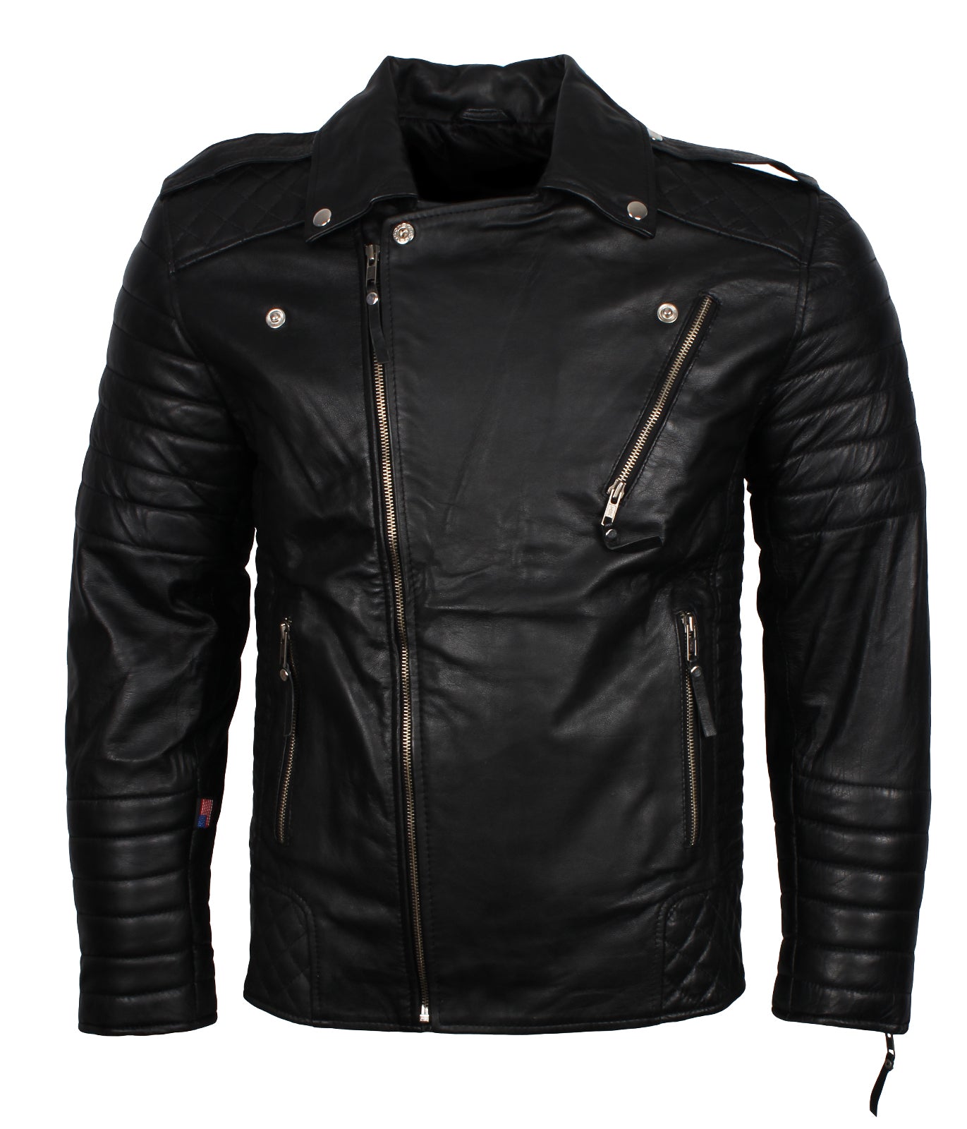Men's Black Vintage Biker Leather Jacket - Kylian Mbappe Inspired Jacket