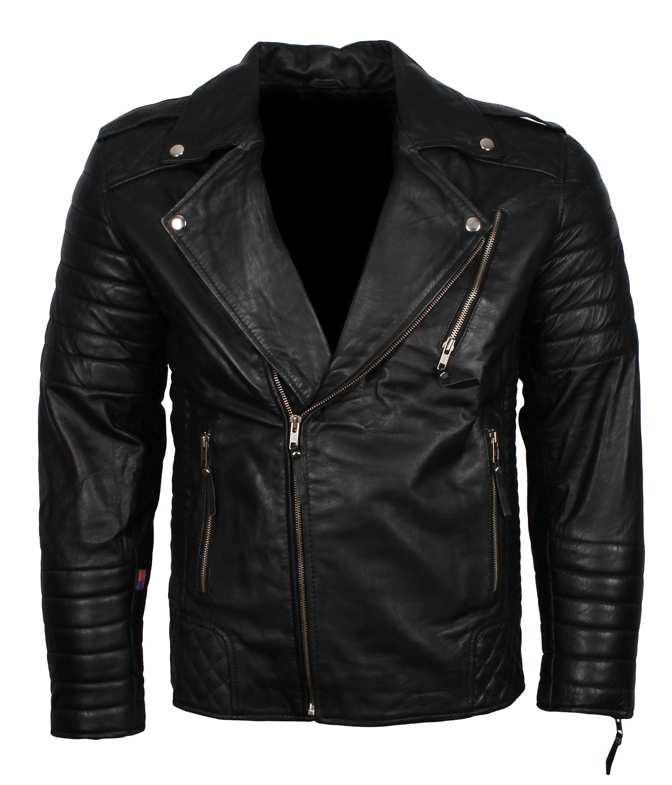 Men's Black Vintage Biker Leather Jacket - Kylian Mbappe Inspired Jacket