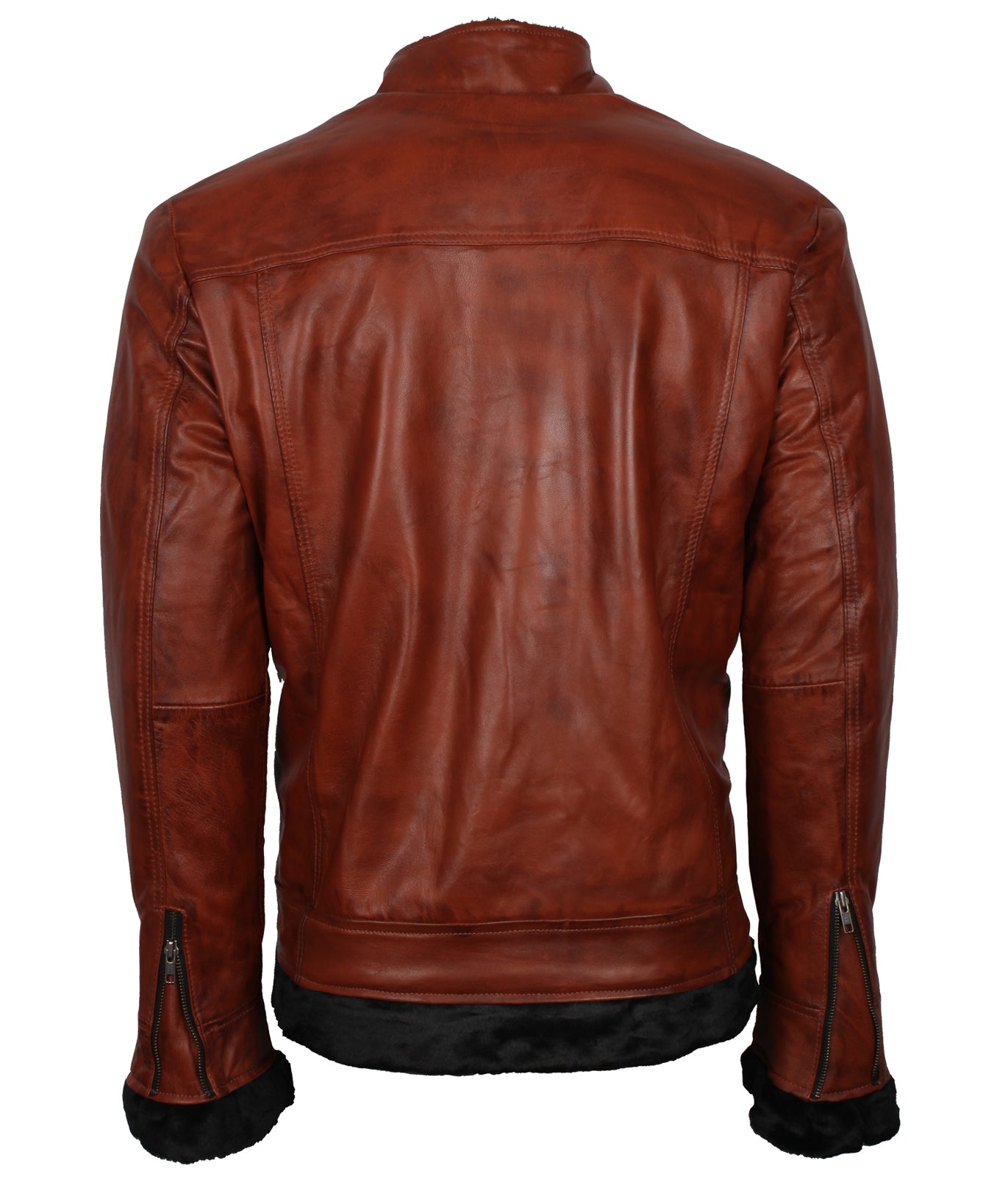 Brown Inner Faux Fur Biker Leather Jacket - Fall in Rome Designer jacket