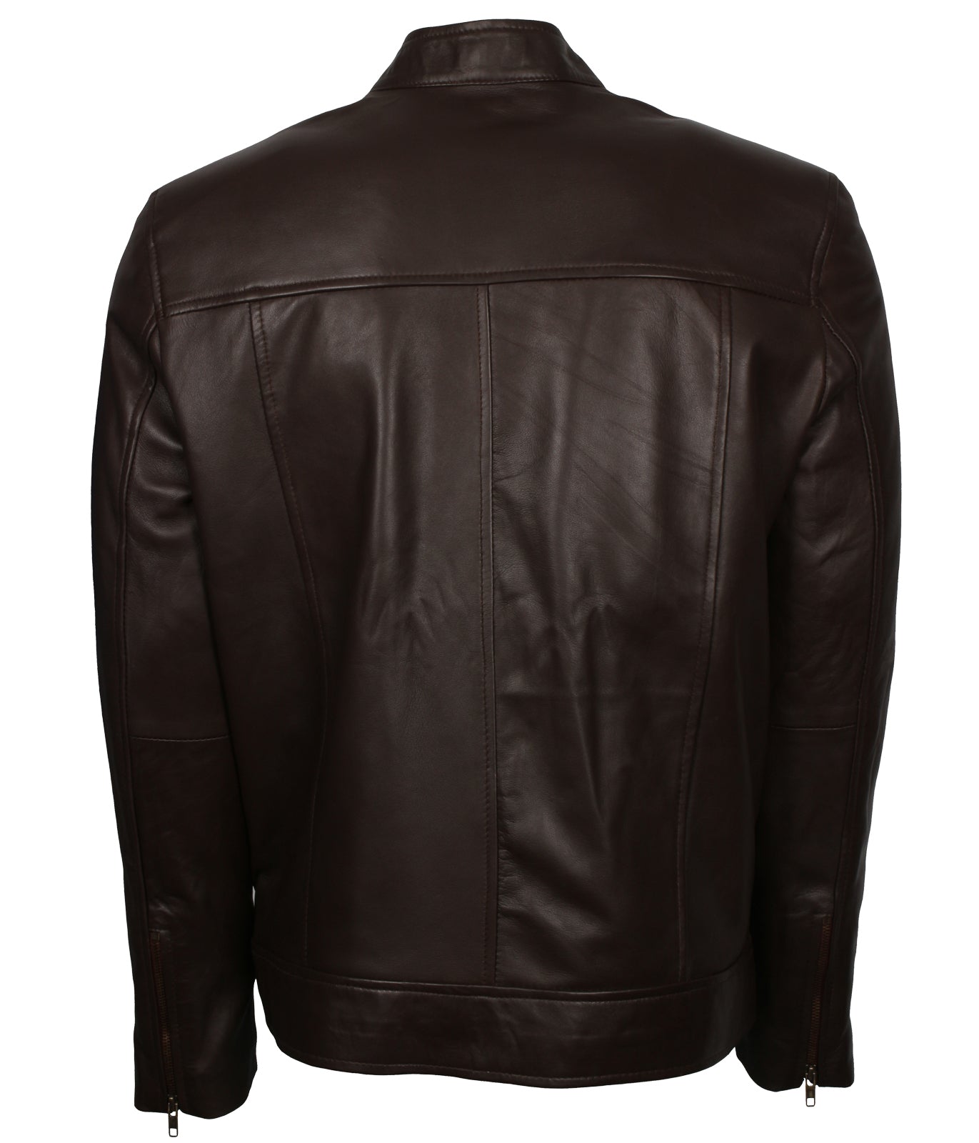 Men's Dark Brown Vintage Biker Leather Jacket - Herren Dunkel Braun Biker Lederjacke