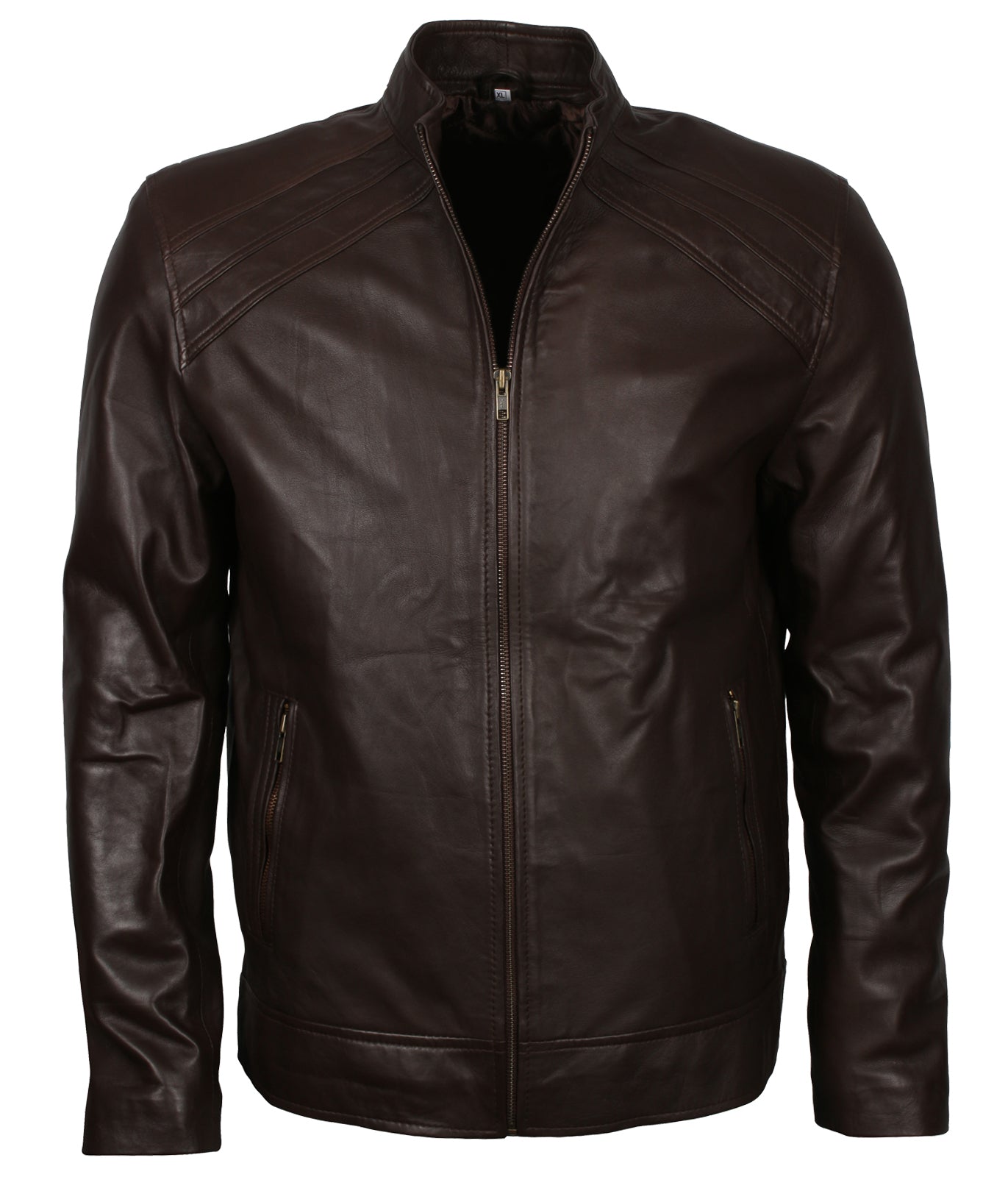 Men's Dark Brown Vintage Biker Leather Jacket - Herren Dunkel Braun Biker Lederjacke