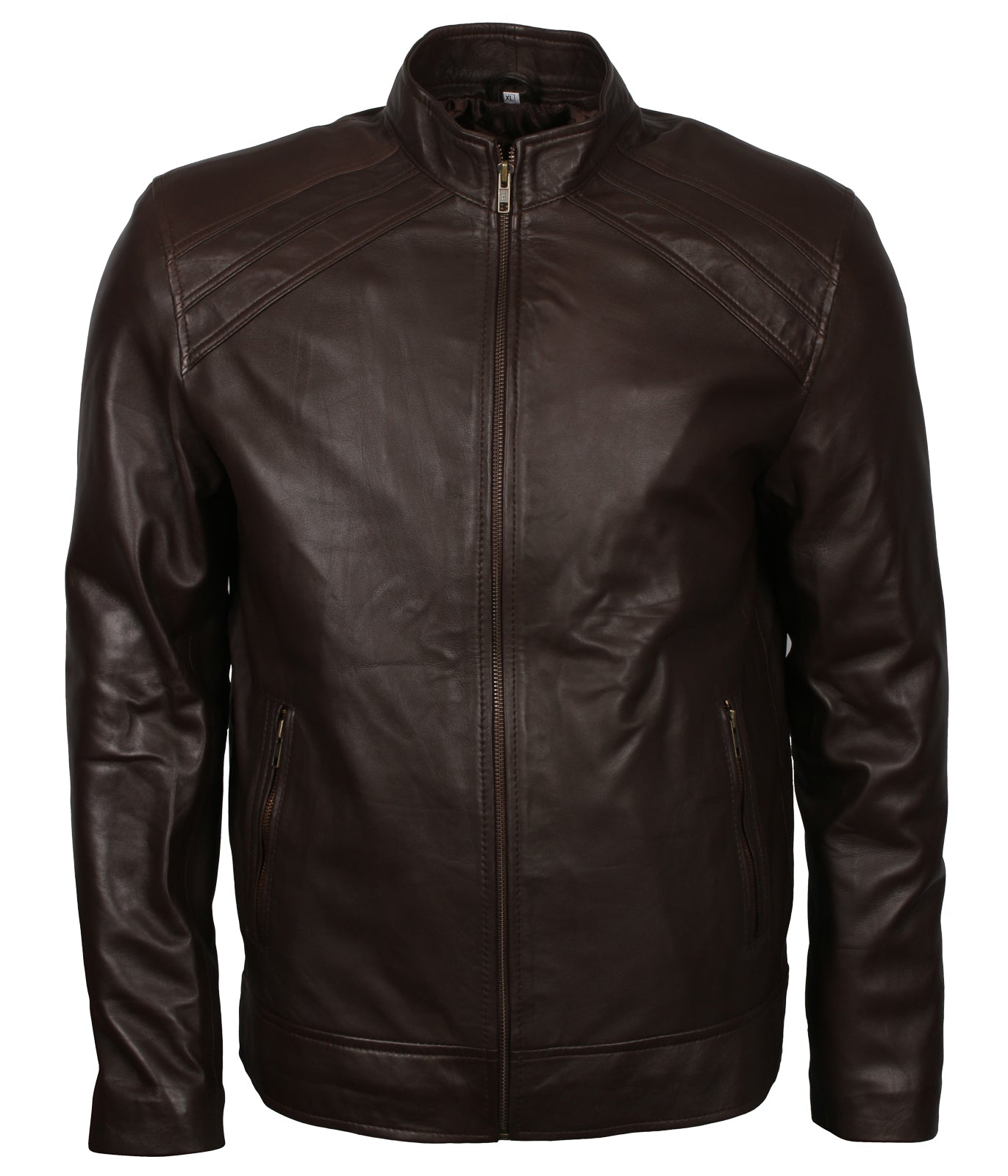 Men's Dark Brown Vintage Biker Leather Jacket - Herren Dunkel Braun Biker Lederjacke