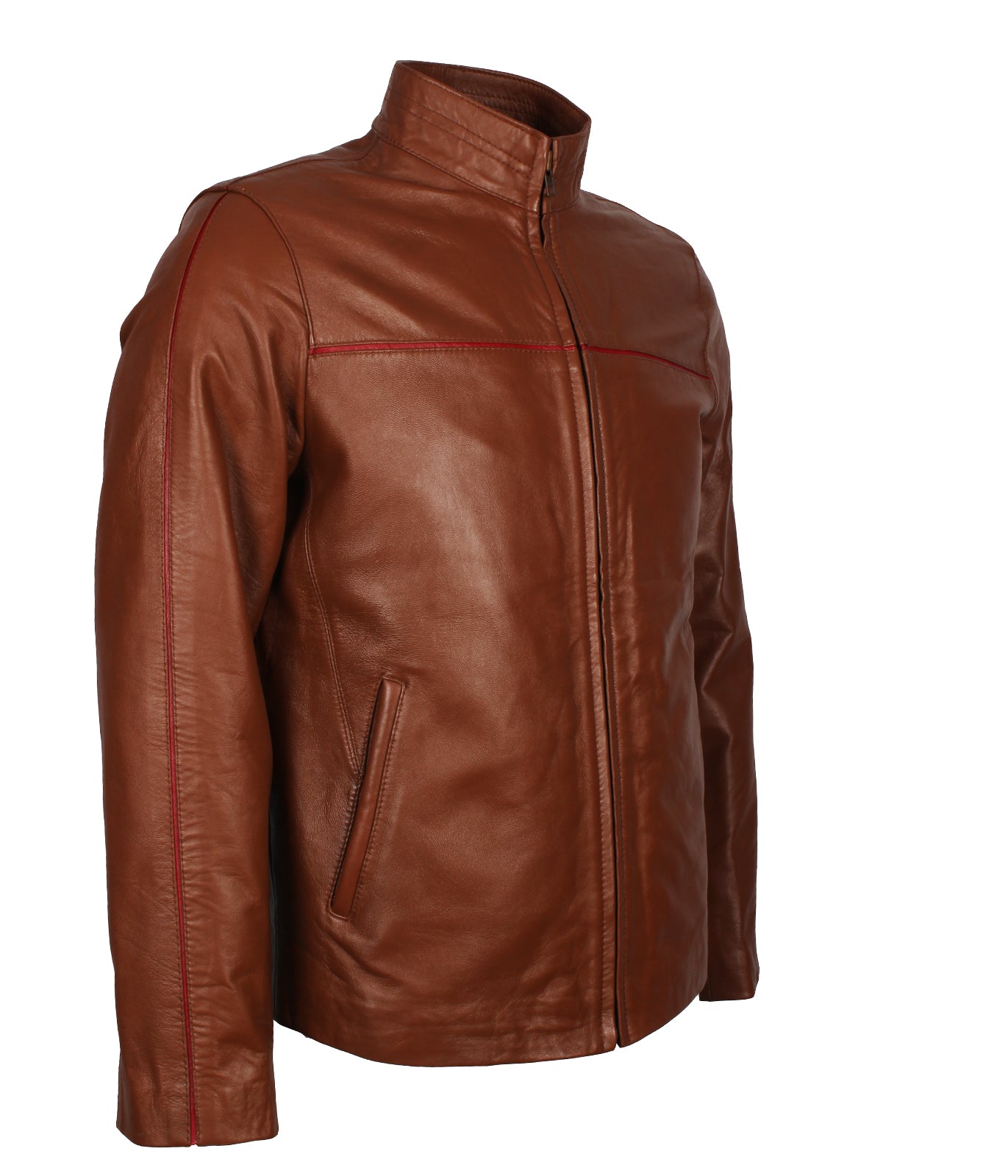 Men's Designer Brown Biker Leather Jacket - Braun Casual Lederjacke