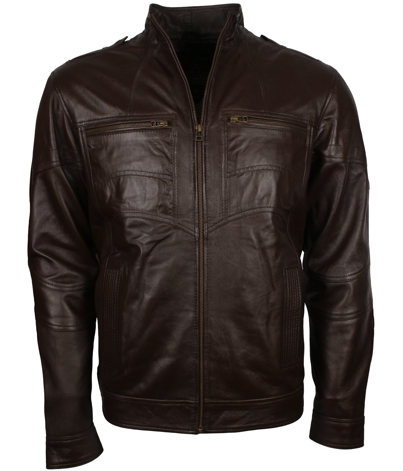 Designer Dark Brown Vintage Biker Leather Jacket