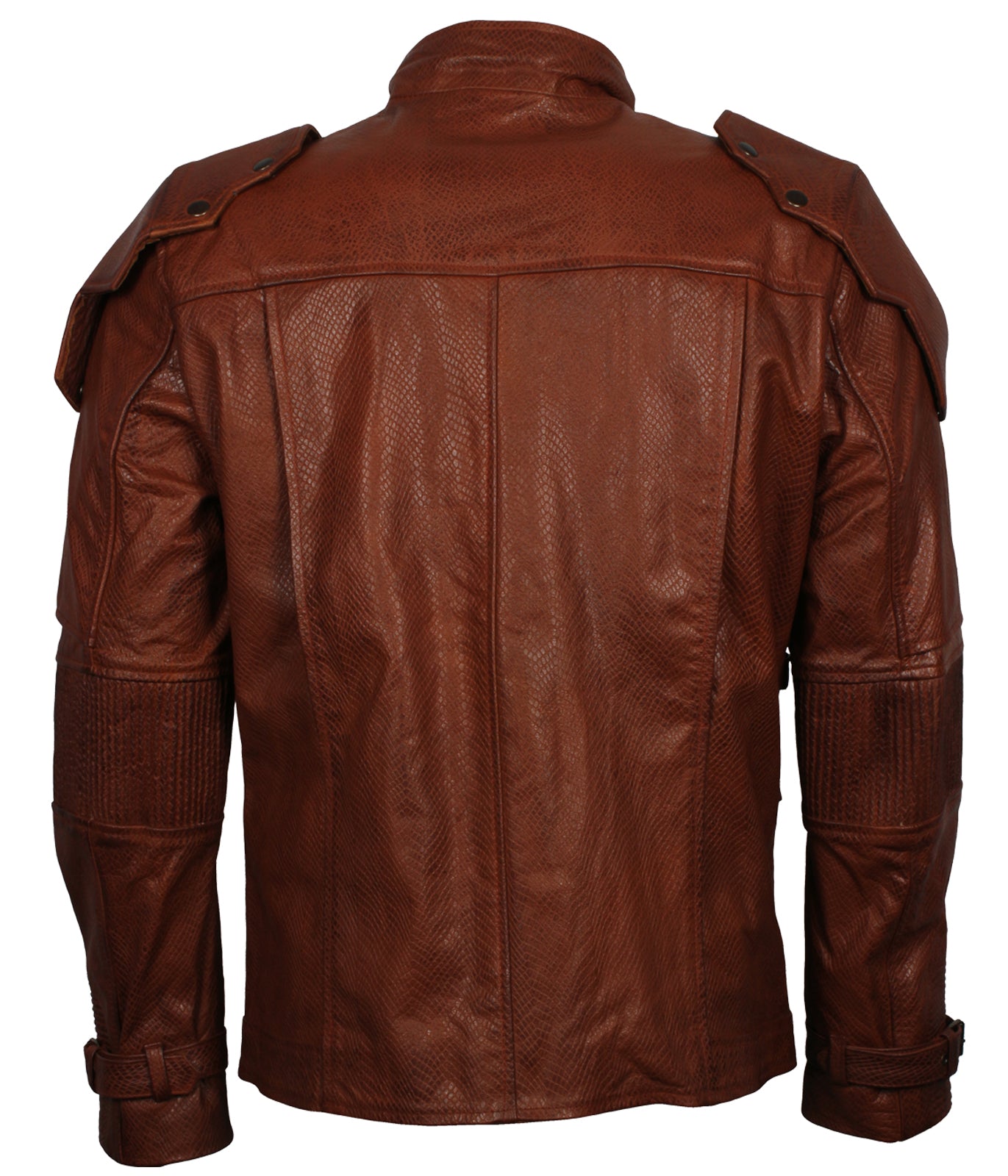 Quill Lord Star Brown Biker Leather Jacket - Halloween Cosplay Jacket