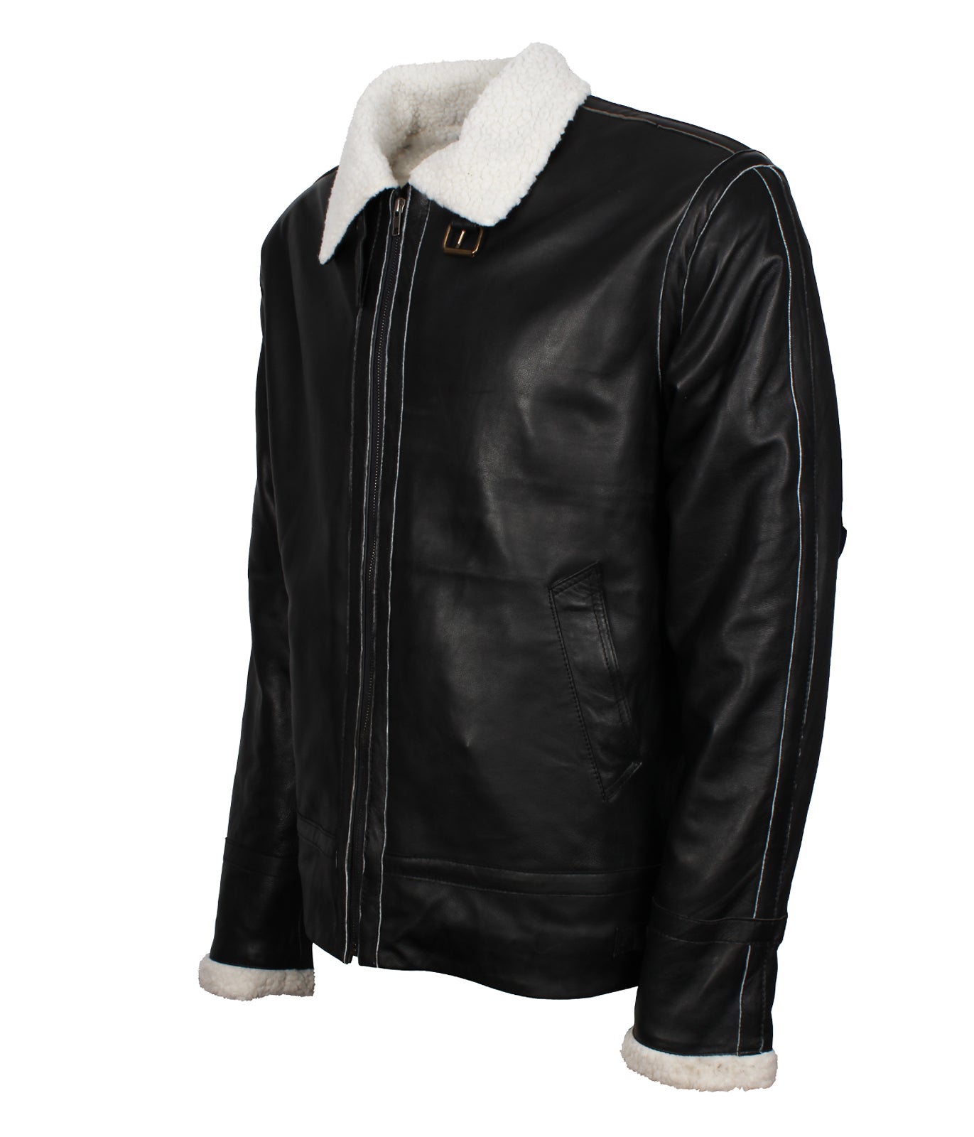 Men's Inner Faux Fur Black Biker Leather Jacket - New York Bronx Designer Outfit