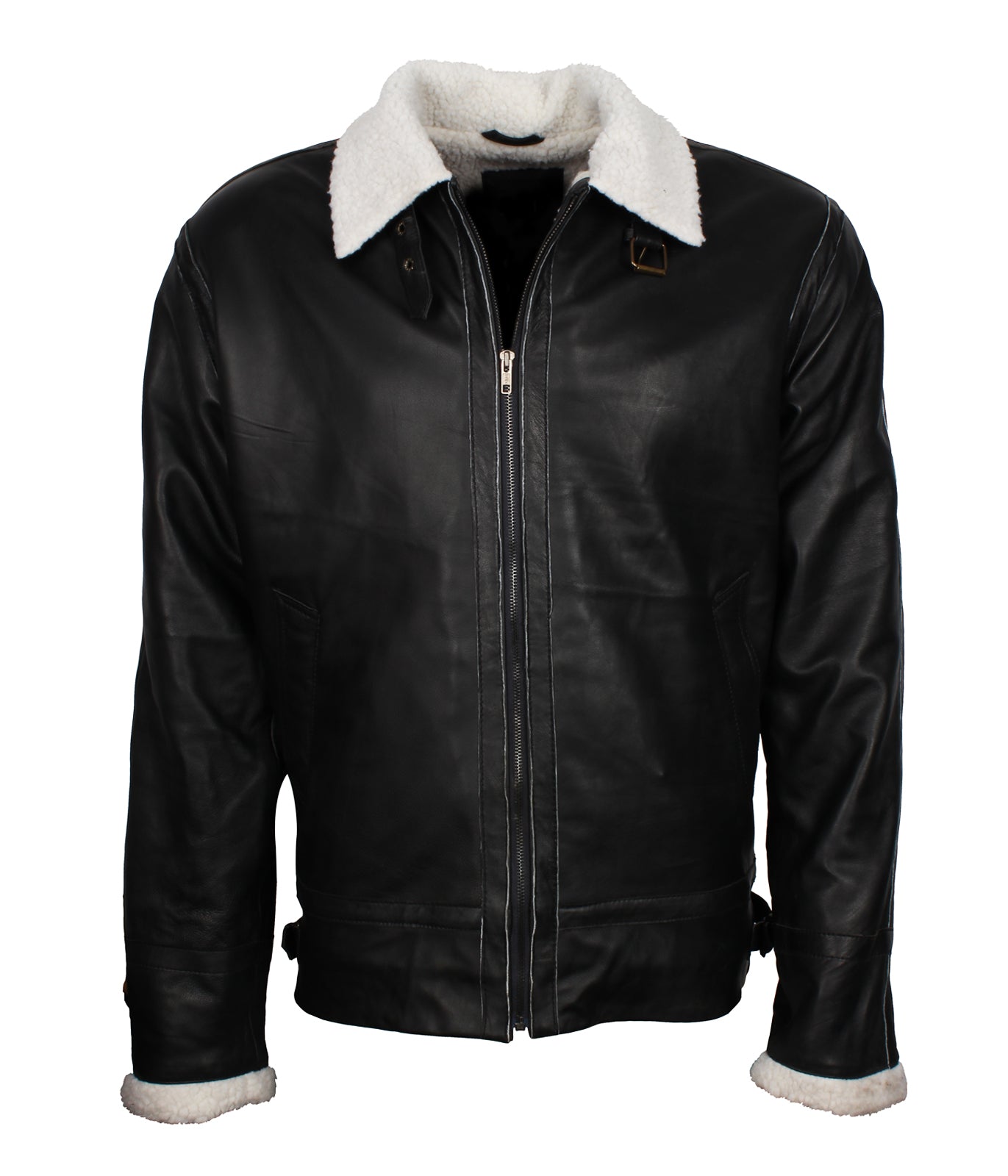 Men's Inner Faux Fur Black Biker Leather Jacket - New York Bronx Designer Outfit
