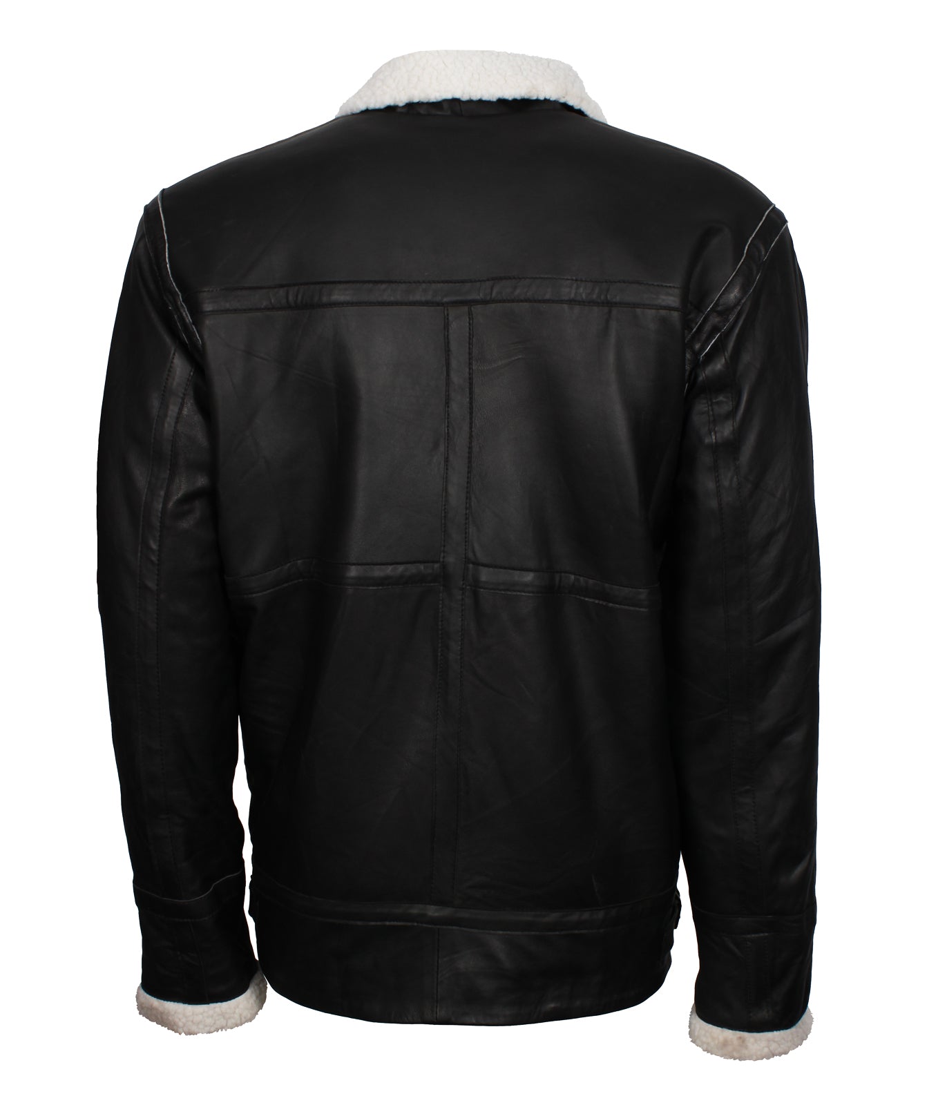Men's Inner Faux Fur Black Biker Leather Jacket - New York Bronx Designer Outfit