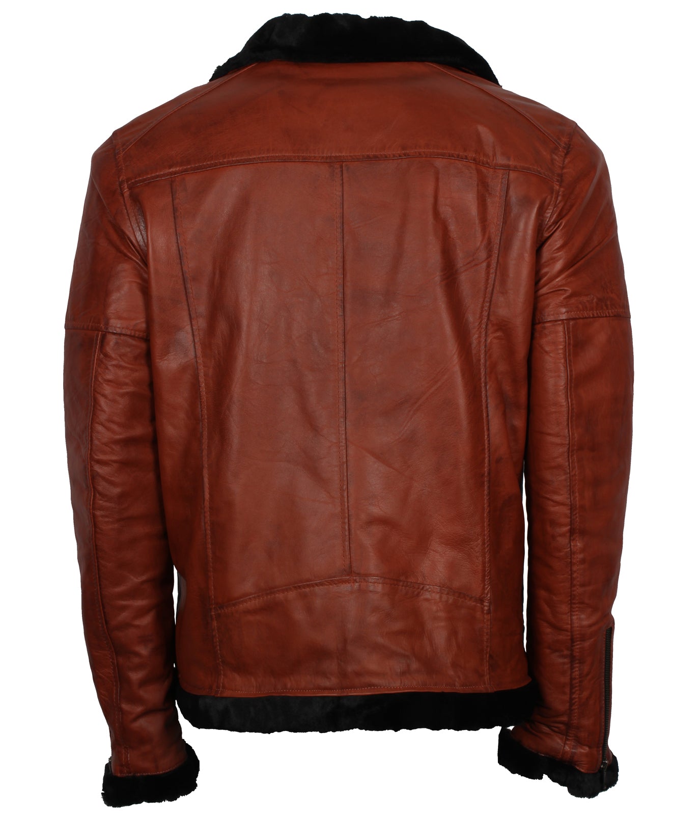 Men's Inner Faux Fur Brown Real Leather Jacket - Tate Brothers Inspired Leather Jacket