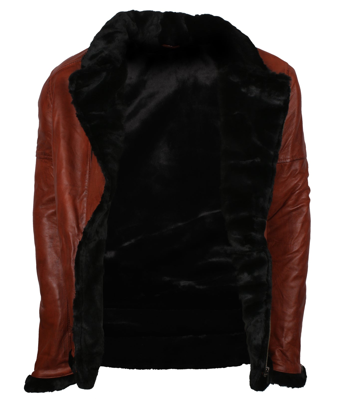 Men's Inner Faux Fur Brown Real Leather Jacket - Tate Brothers Inspired Leather Jacket
