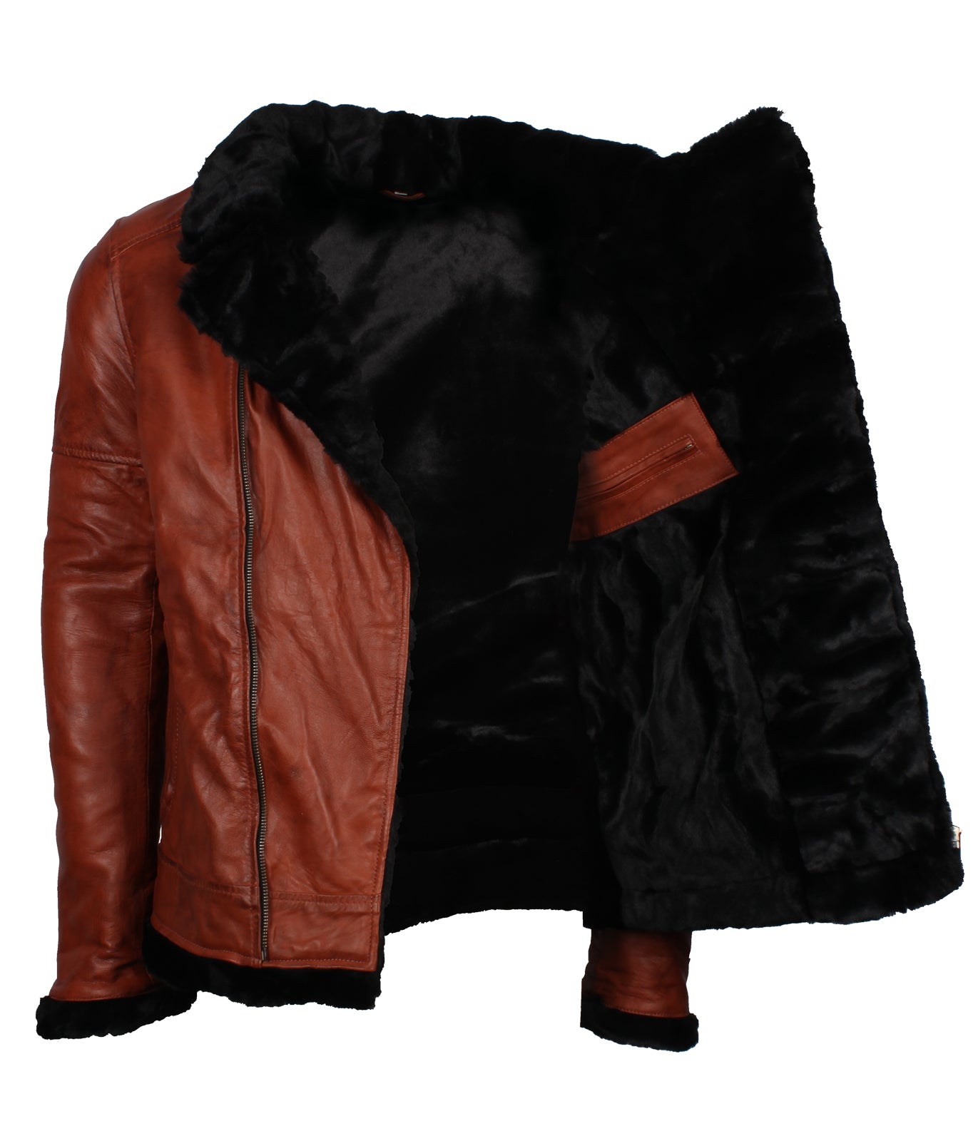 Men's Inner Faux Fur Brown Real Leather Jacket - Tate Brothers Inspired Leather Jacket