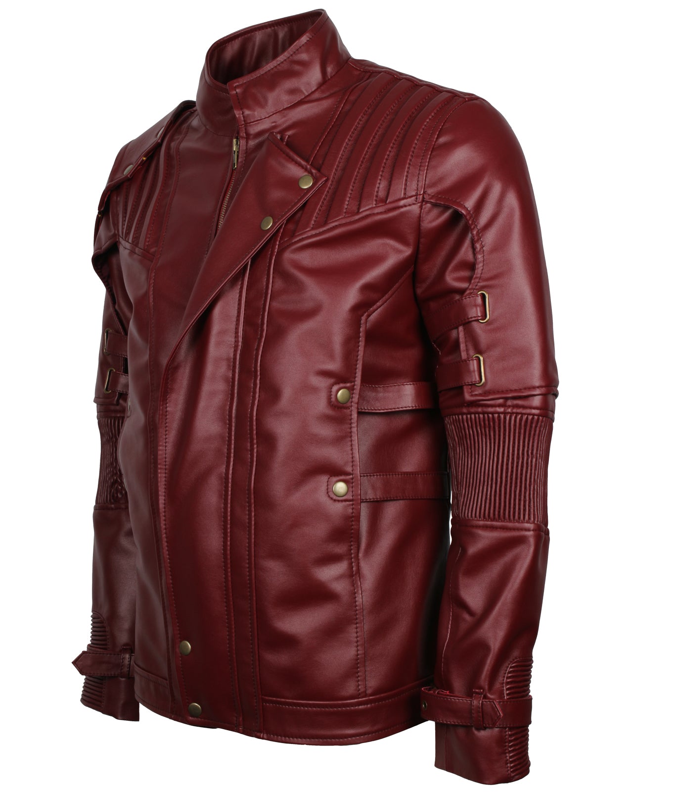 Men's Maroon Star Cosplay Lord Biker Faux Leather Jacket