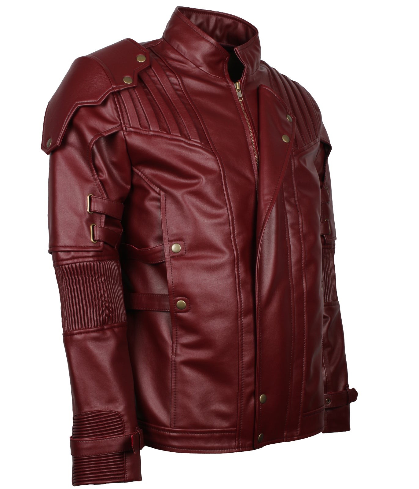 Men's Maroon Star Cosplay Lord Biker Faux Leather Jacket