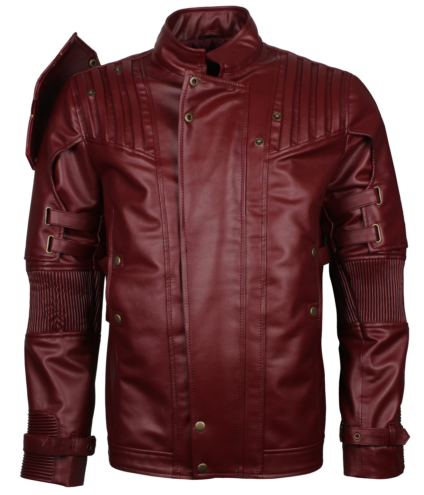 Men's Maroon Star Cosplay Lord Biker Faux Leather Jacket