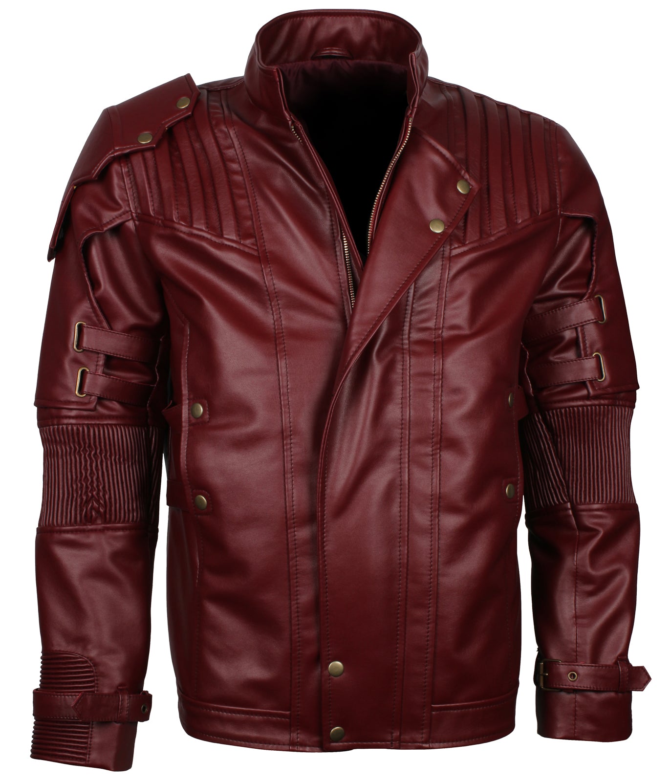 Men's Maroon Star Cosplay Lord Biker Faux Leather Jacket