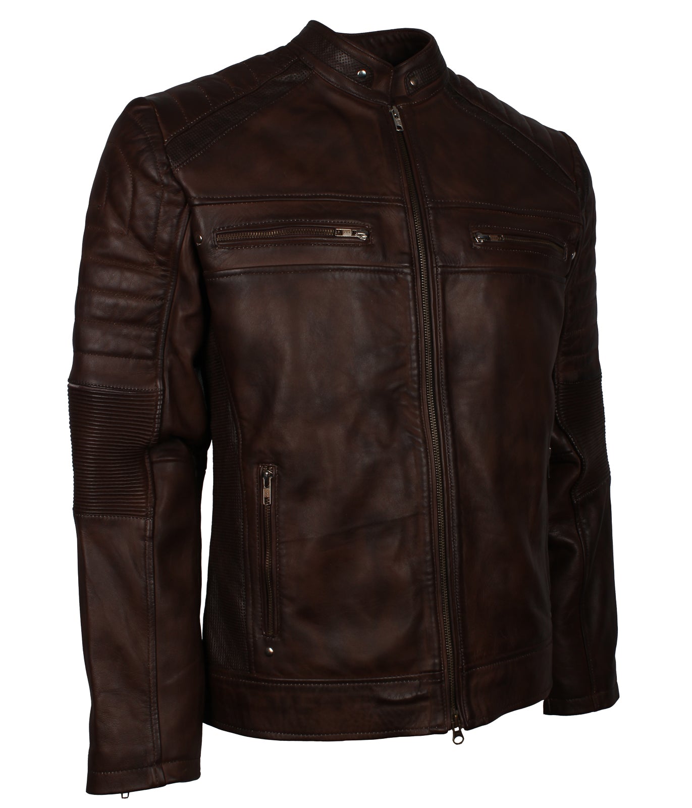 Vintage Cafe Racer Biker Leather Jacket