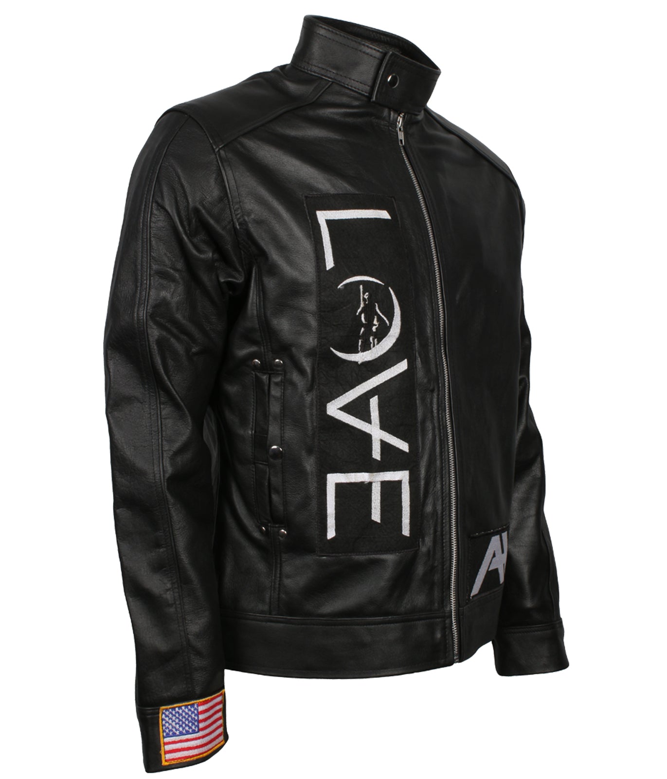 Mens Biker Black Motorcycle Love Leather Jacket - Herren Schwarz Biker Lederjacke