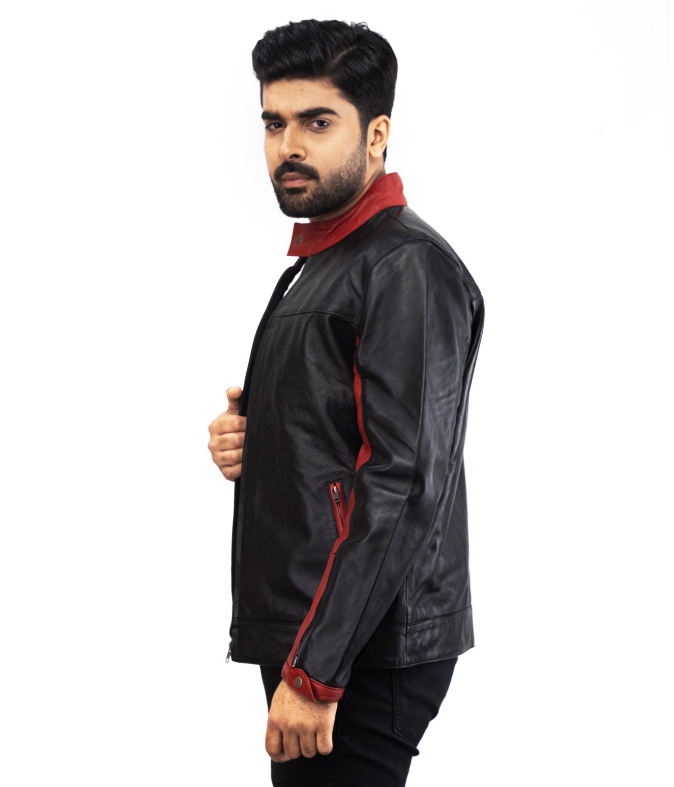 Moto GP Black Biker Leather Jacket - Dark Knight Crusader Inspired Jacket