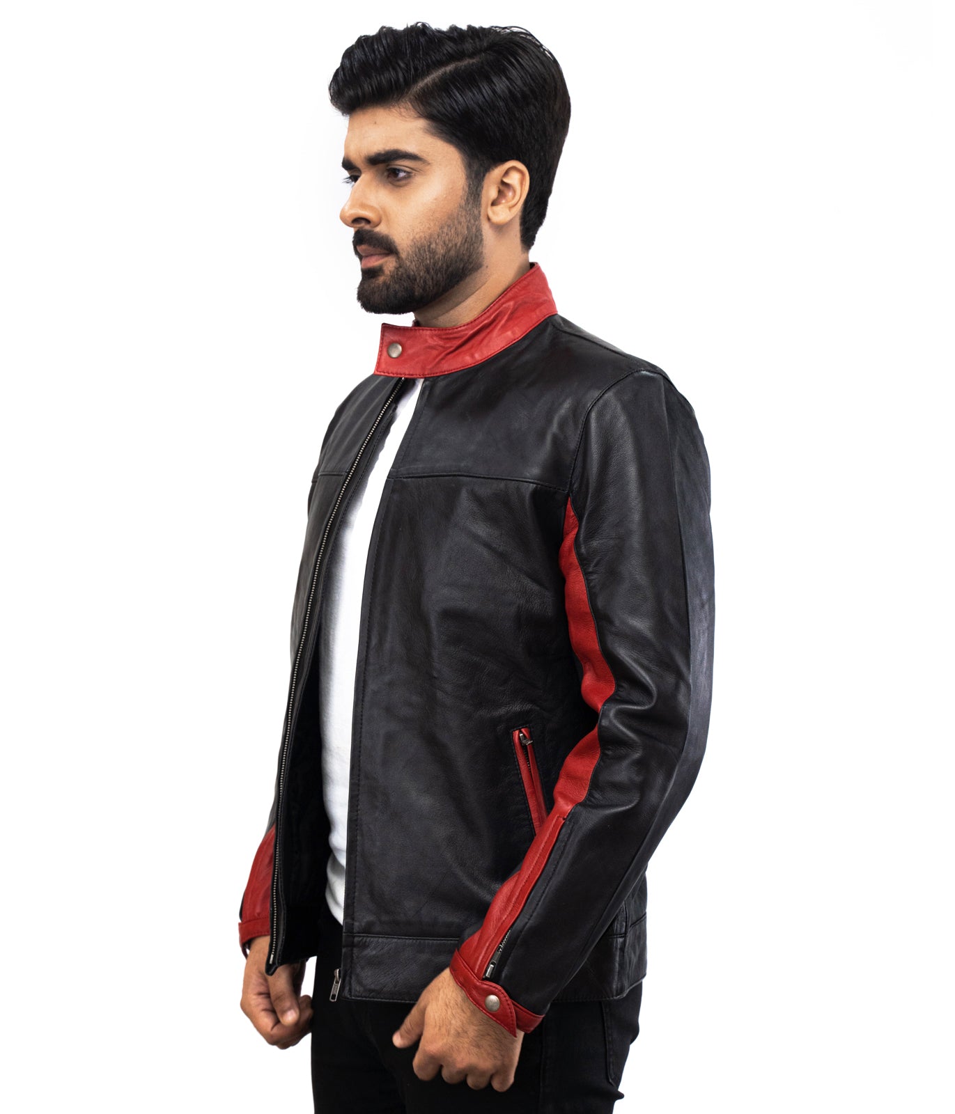 Moto GP Black Biker Leather Jacket - Dark Knight Crusader Inspired Jacket