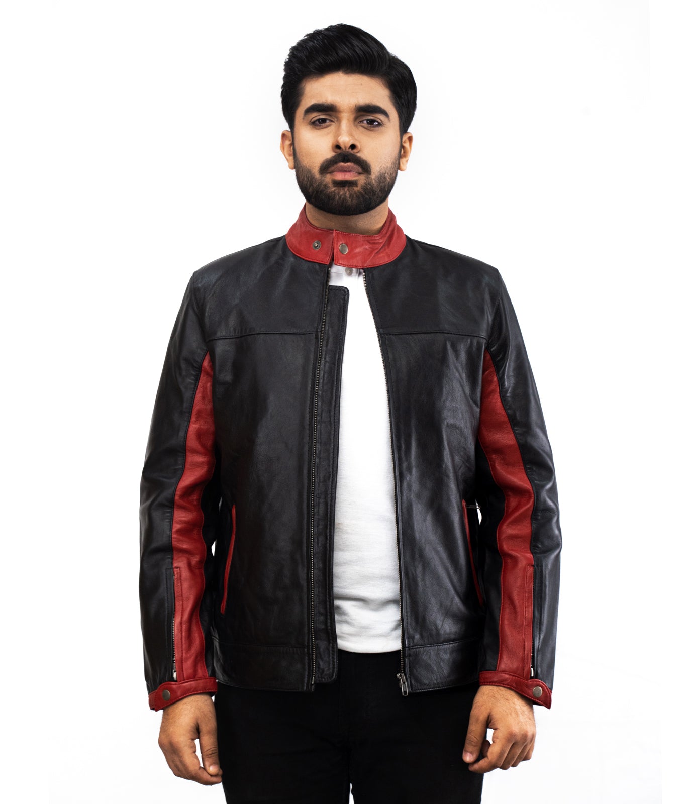 Moto GP Black Biker Leather Jacket - Dark Knight Crusader Inspired Jacket