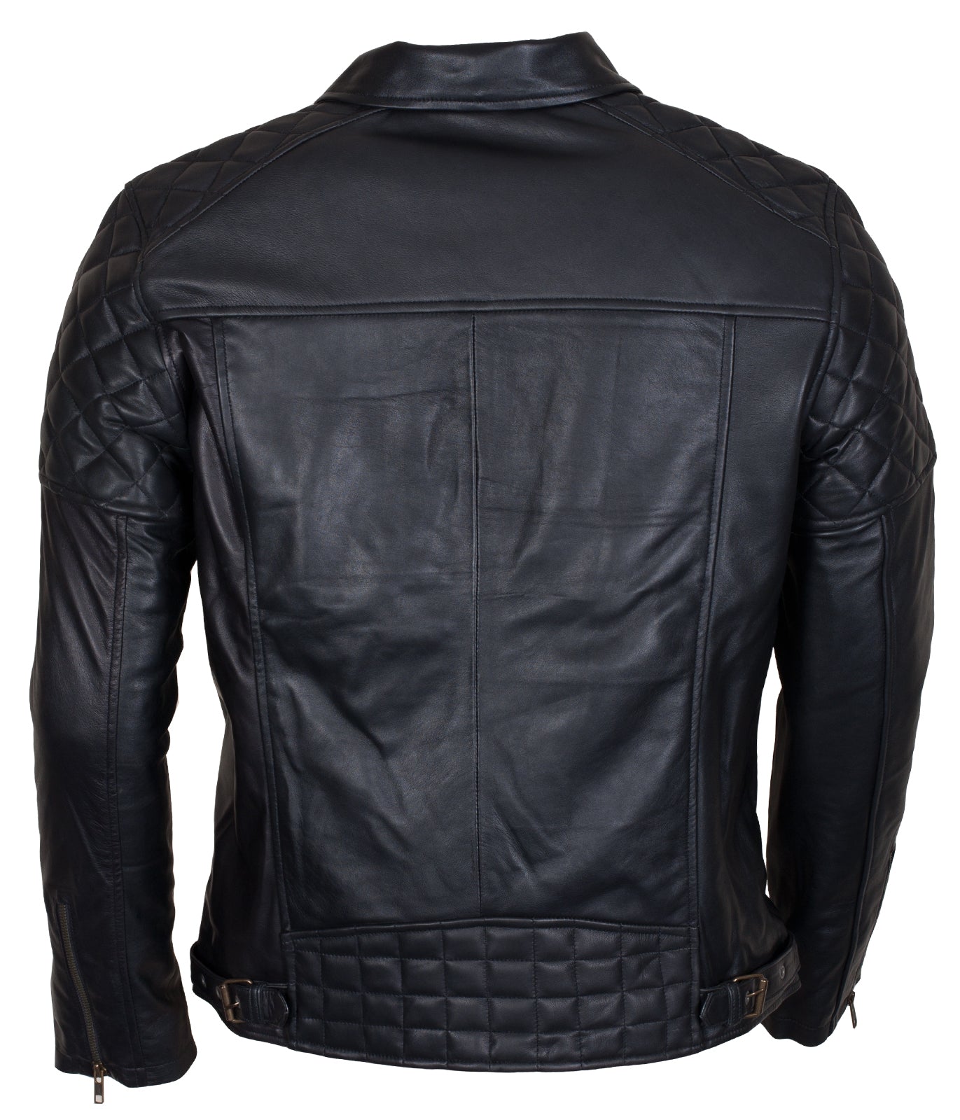 Moto Vintage Biker Motorcycle Leather Jacket - Schwarz Biker Brando Lederjacke