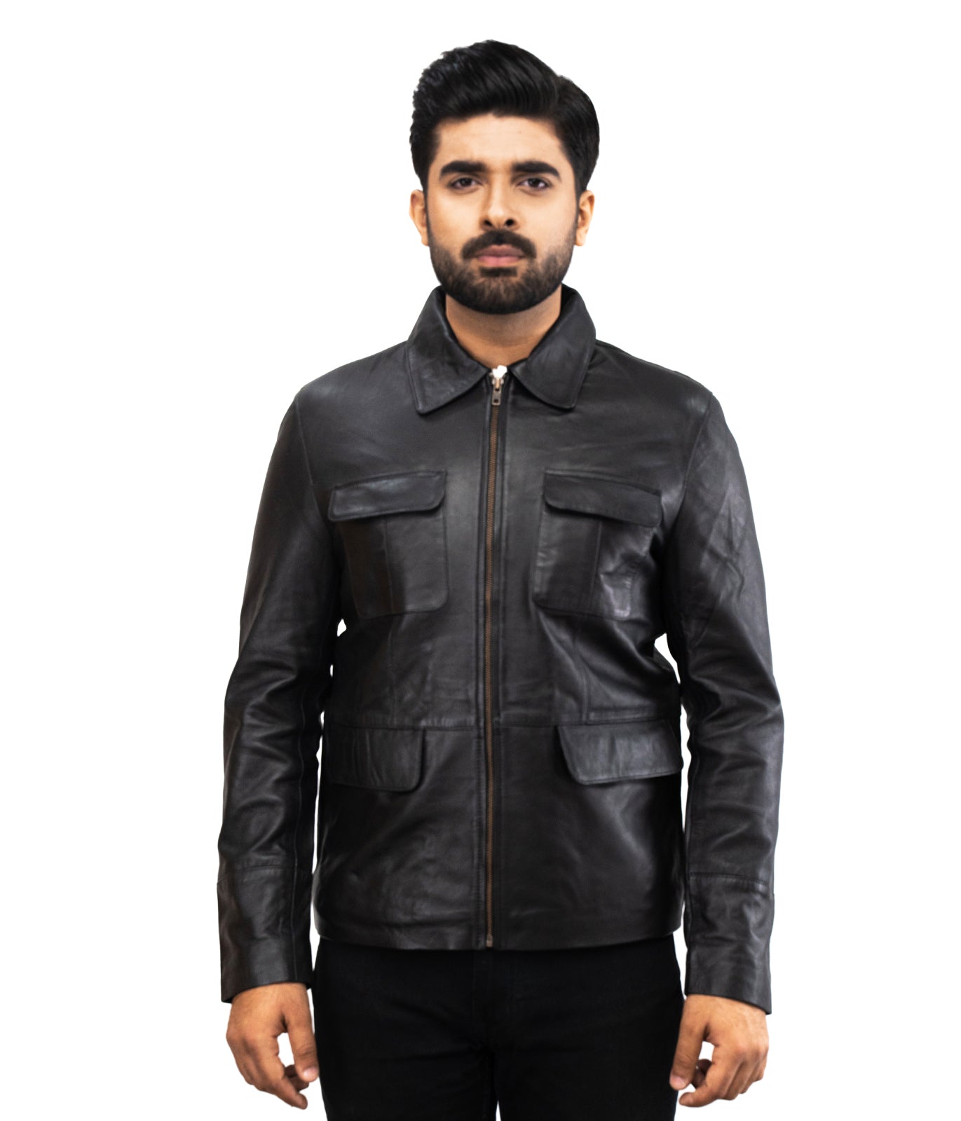 Motociclo Cavaliere Classico Leather Jacket - Schwarz Lederjacke