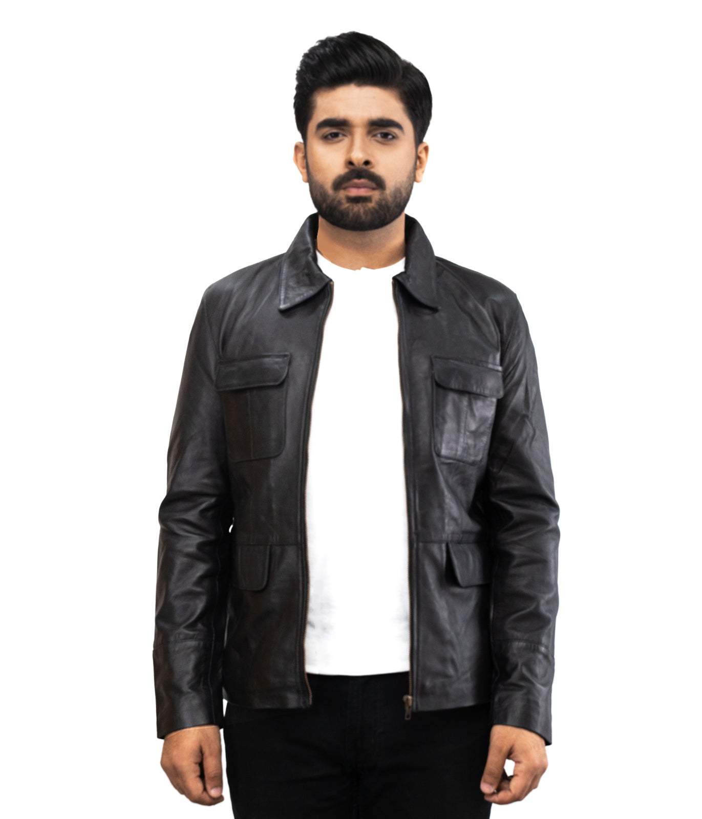 Motociclo Cavaliere Classico Leather Jacket - Schwarz Lederjacke