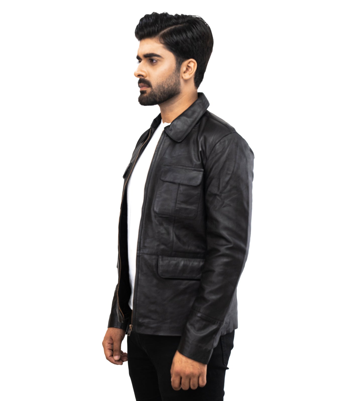 Motociclo Cavaliere Classico Leather Jacket - Schwarz Lederjacke