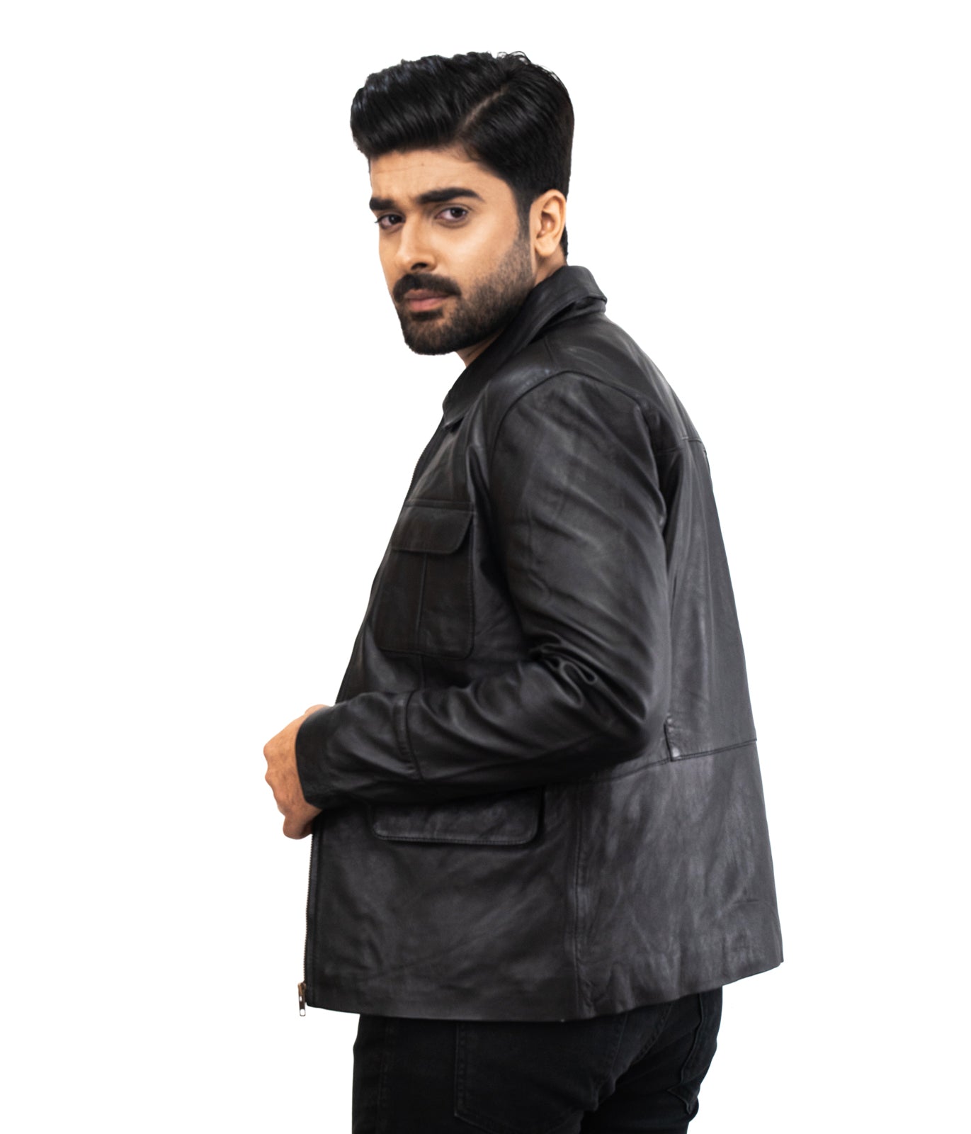 Motociclo Cavaliere Classico Leather Jacket - Schwarz Lederjacke