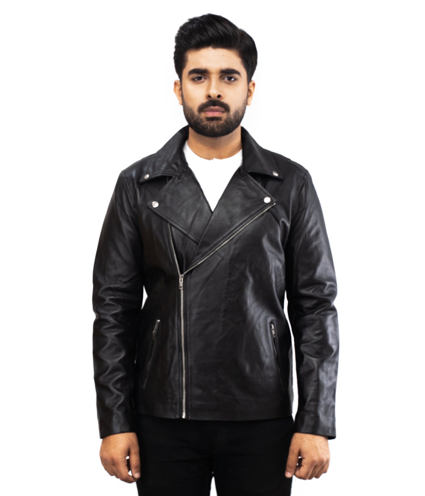 Motorbiker Black Brando Leather Jacket - Mens Black Biker jacket