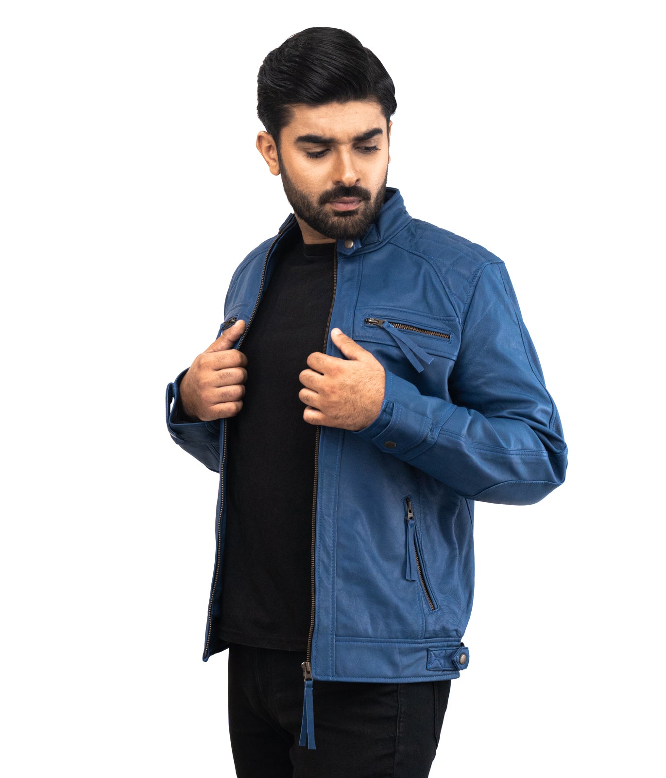 Motorcycle Bleu Cavalier Leather Jacket