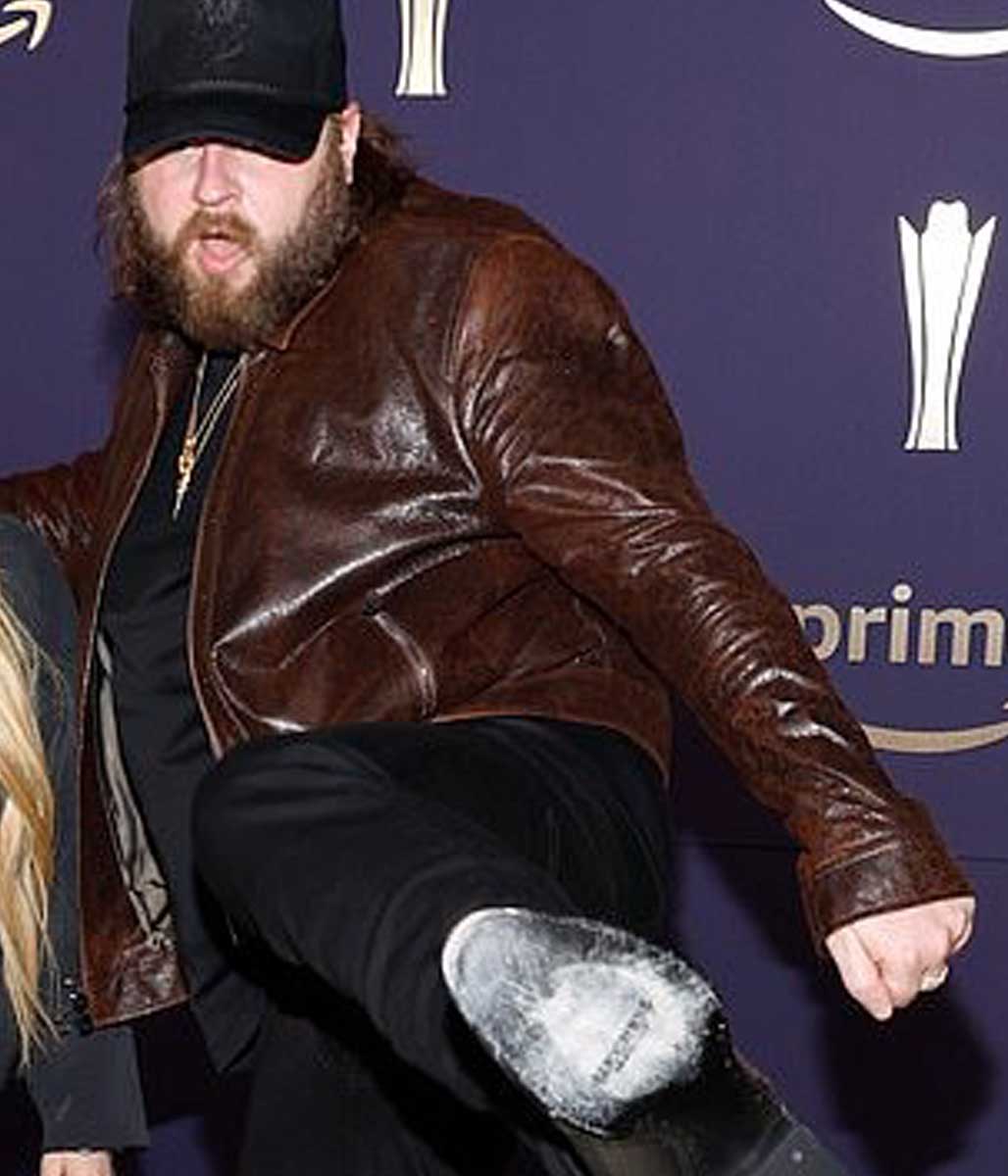 ACM Awards Nate Smith Brown Leather Jacket
