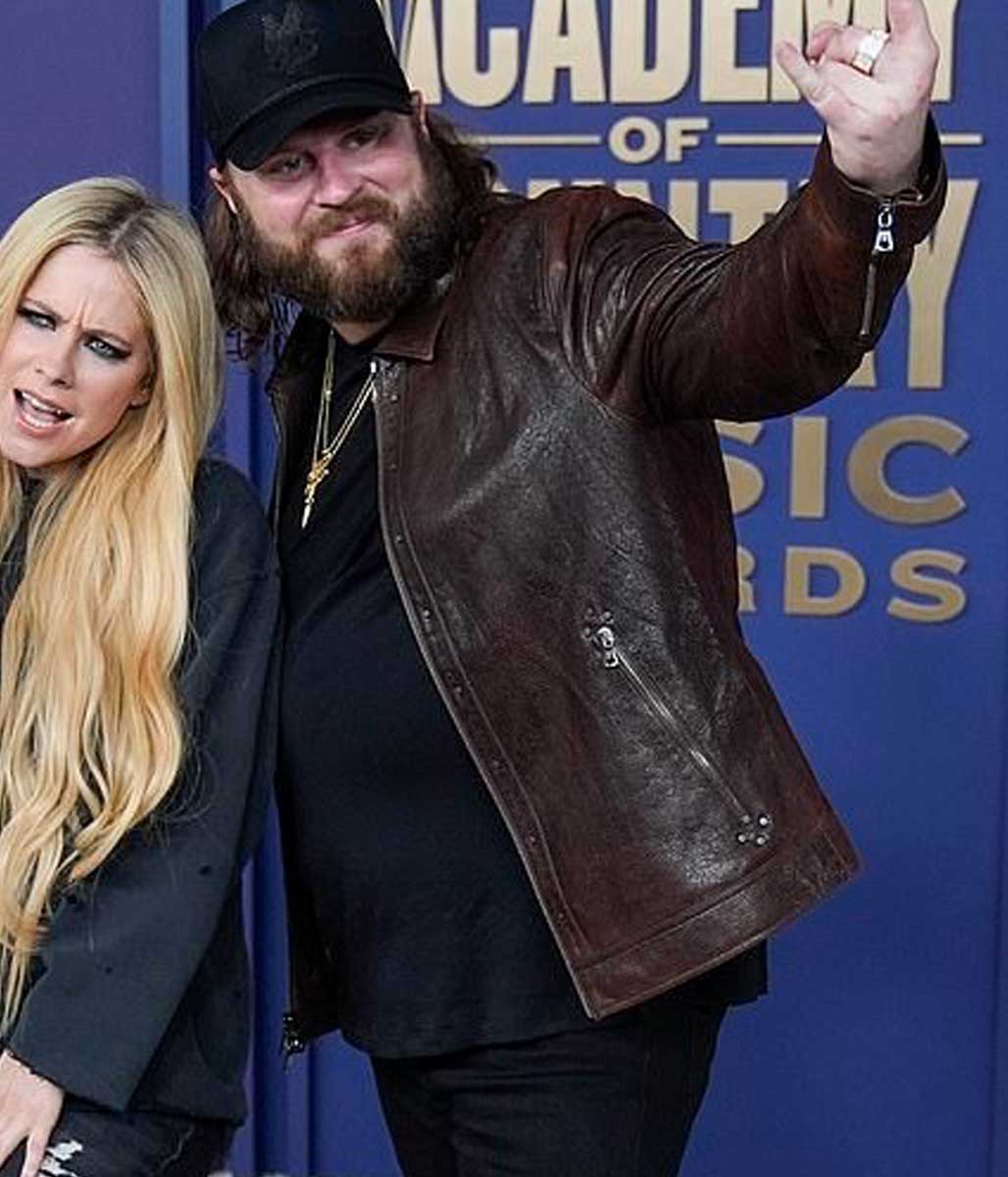 ACM Awards Nate Smith Brown Leather Jacket