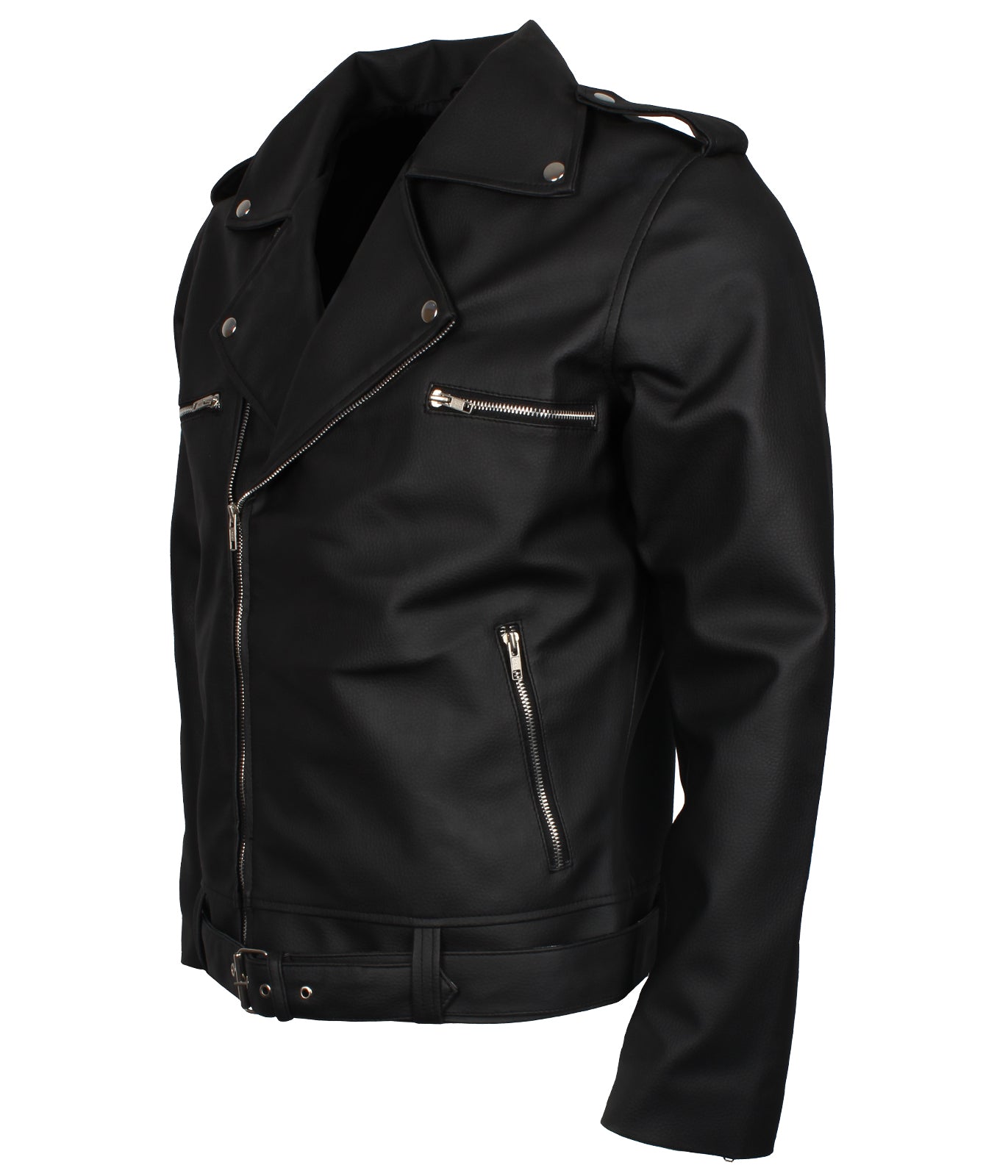 Negan Man Black Biker Leather Jacket
