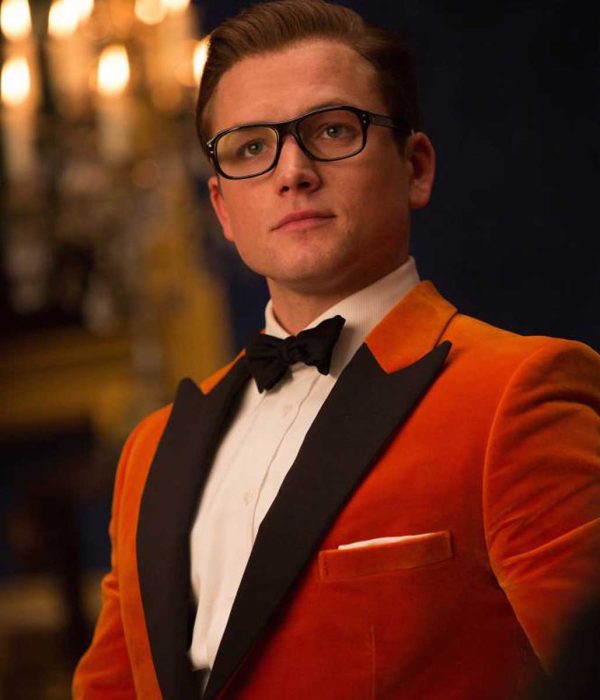 Taron Egerton Velvet Kingsman Eggsy Orange Blazer