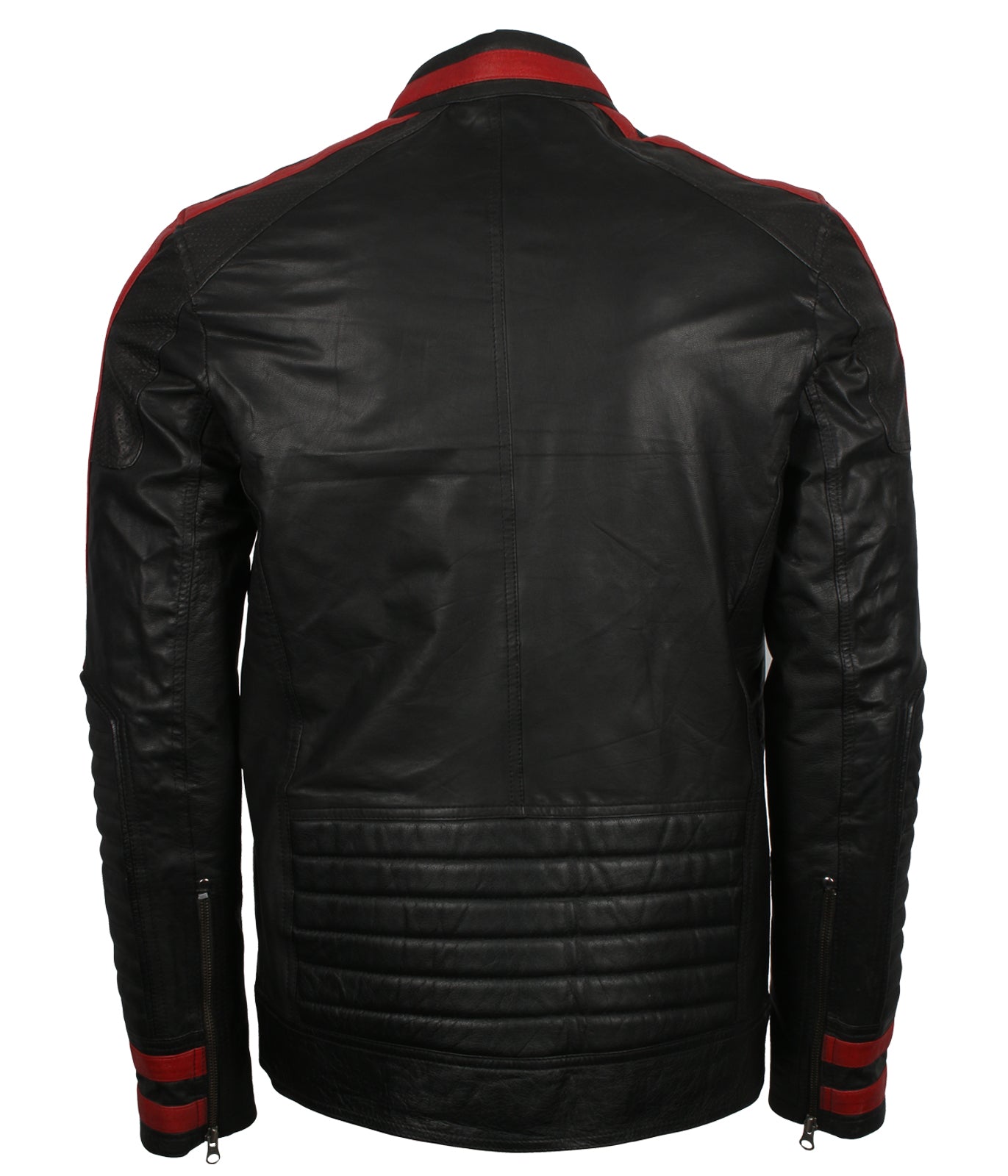 Red And Black Cafe Racer Leather Jacket